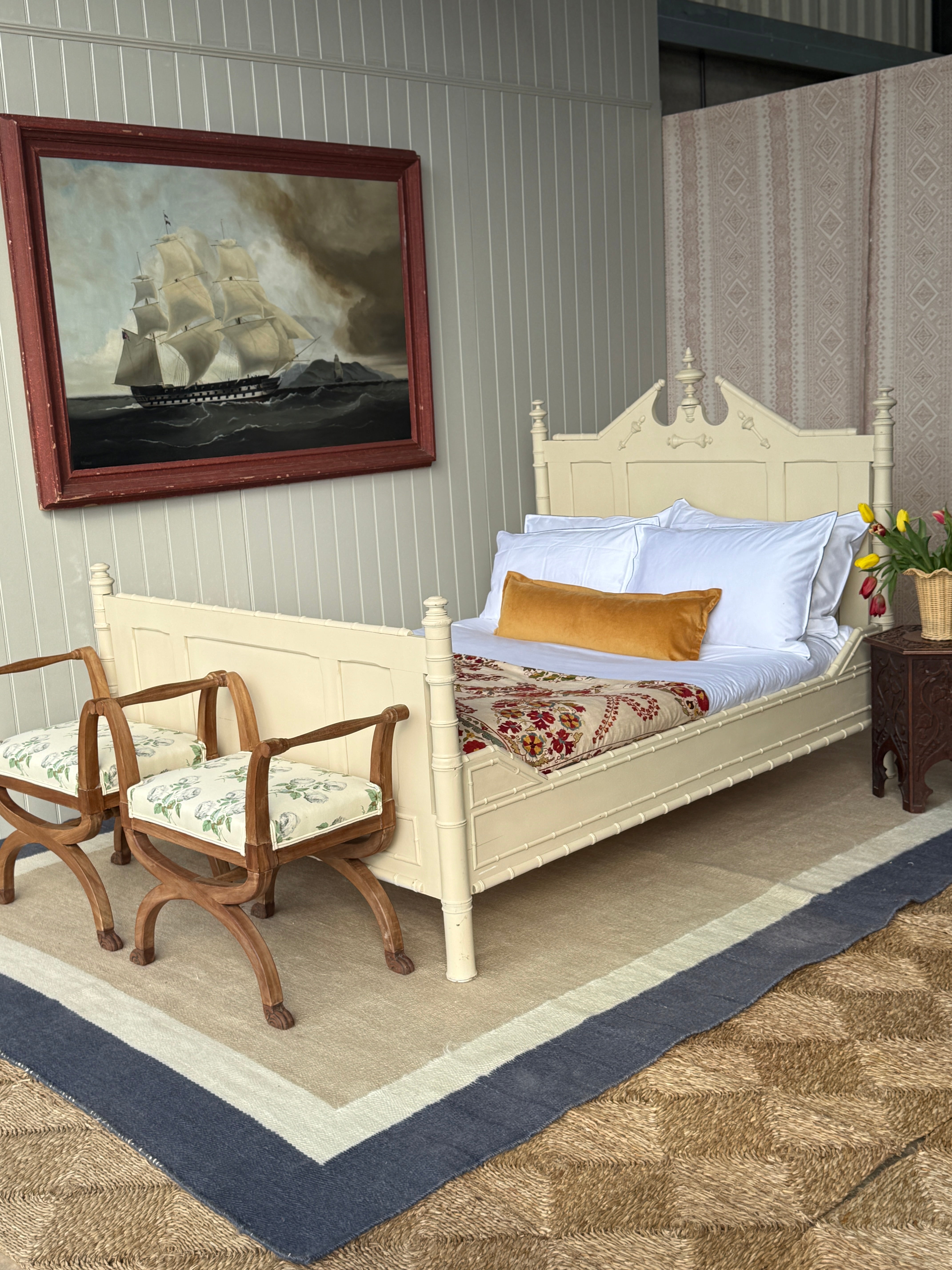 Faux Bamboo Painted Double Bed