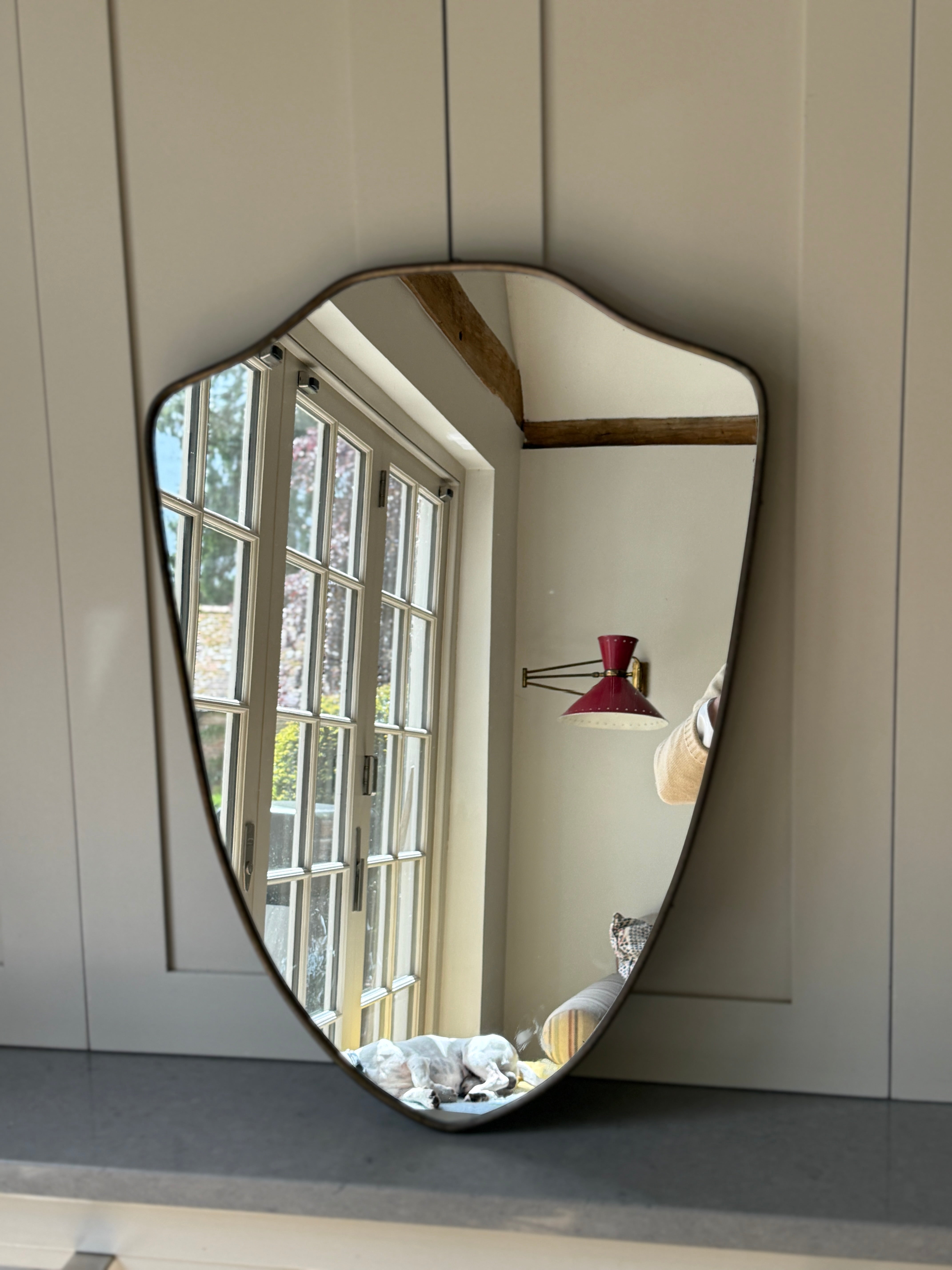 Small Brass Shield Mirror (66x48.5cm)