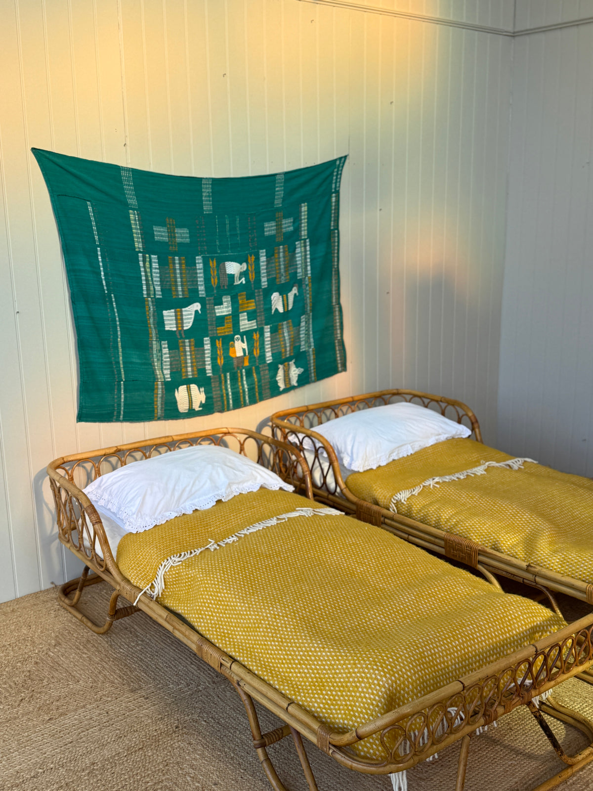 Pair of Italian Rattan Daybeds, Attributed to Tito Agnoli, c. 1950s-60s
