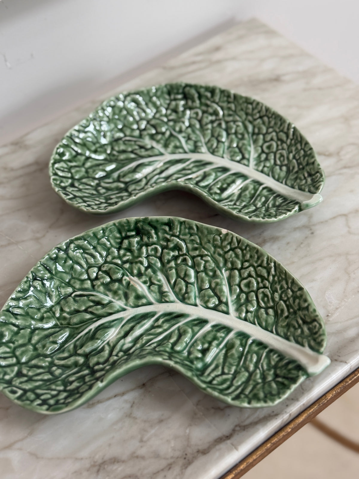 Pair of Crescent Shaped Ceramic Cabbage Plates