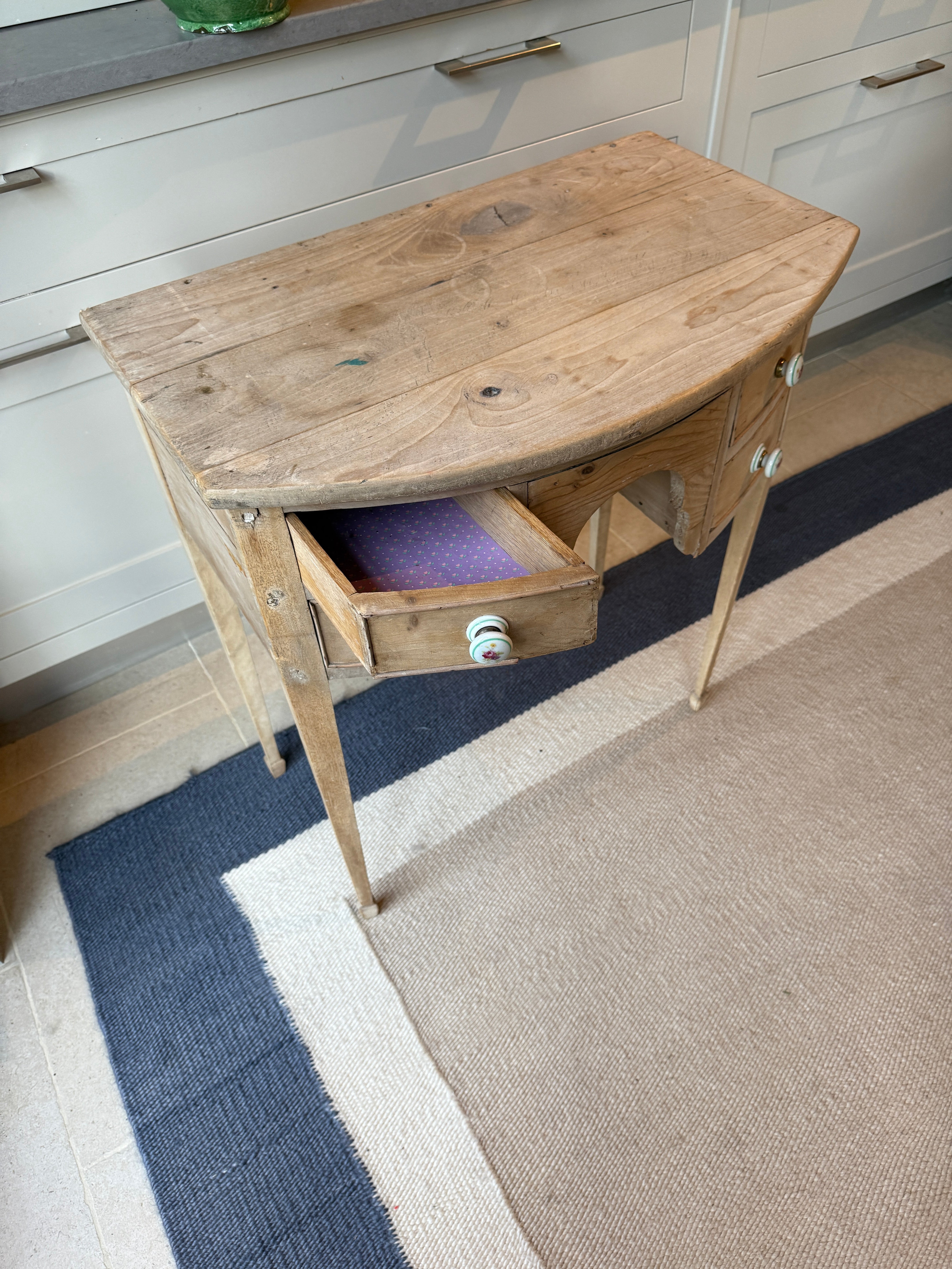Georgian Bow Fronted Pine Side Table