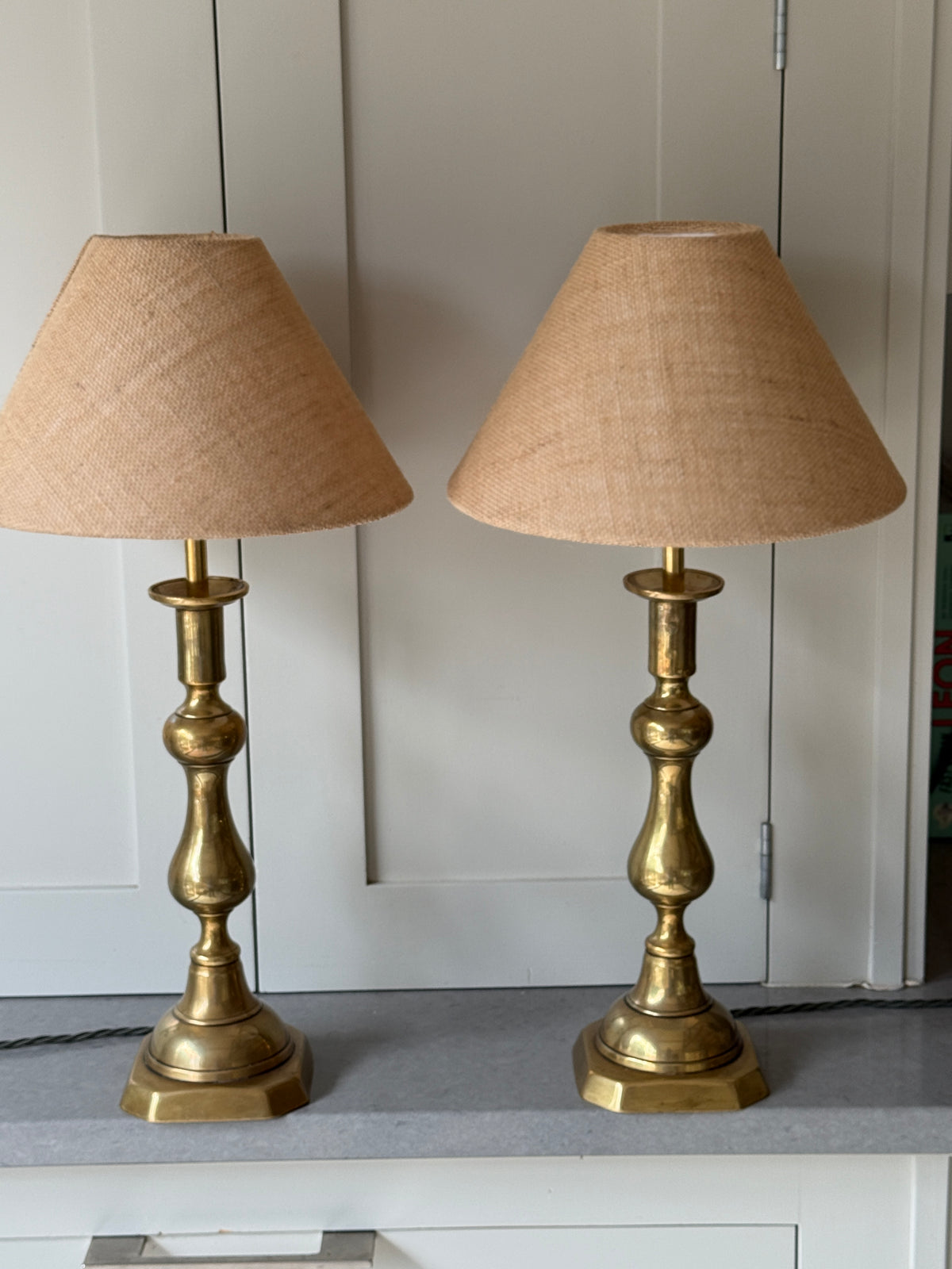 Pair of Tall Brass Table Lamps