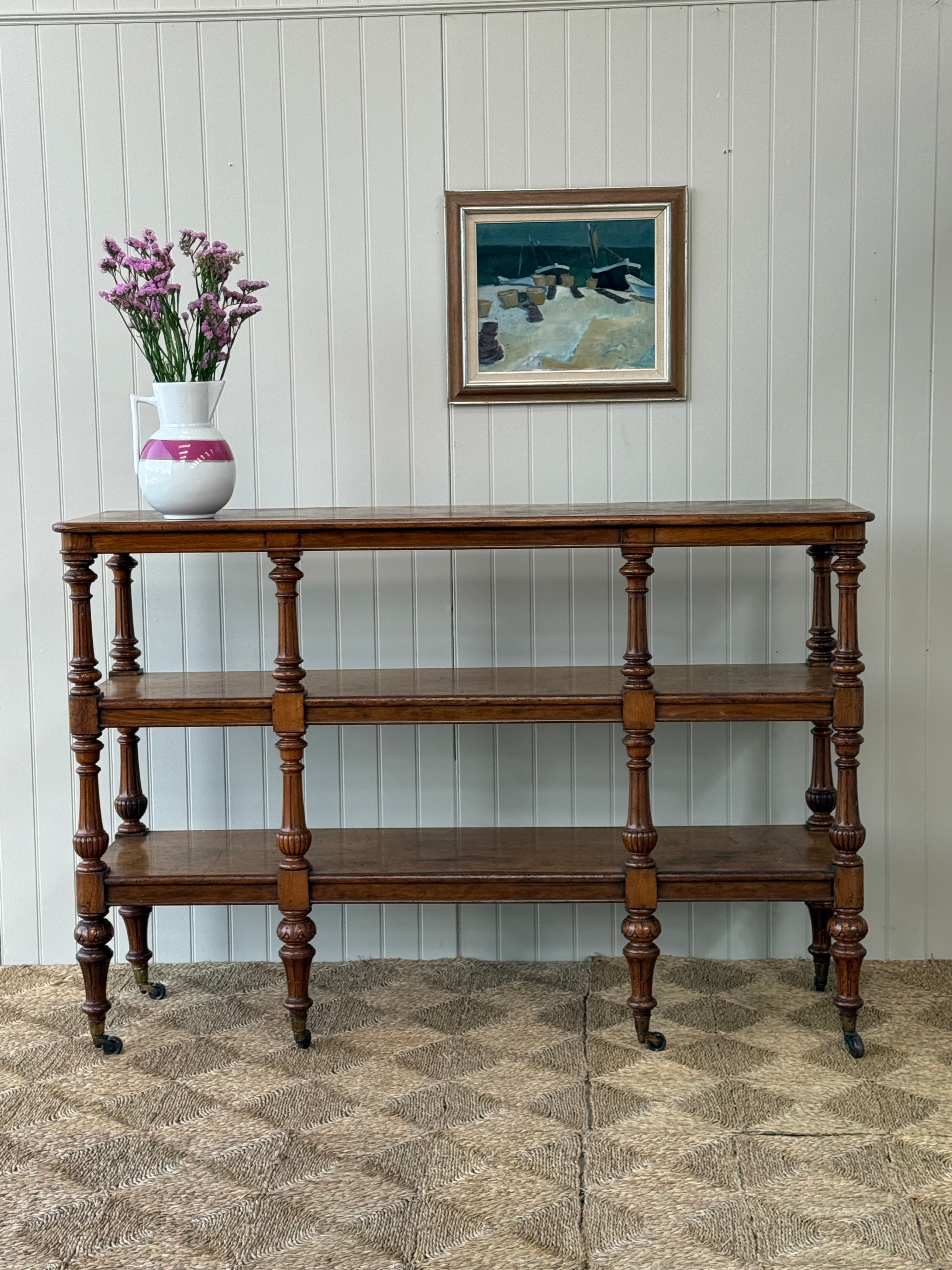 Large 19th Century Golden Oak 3 Tier Buffet