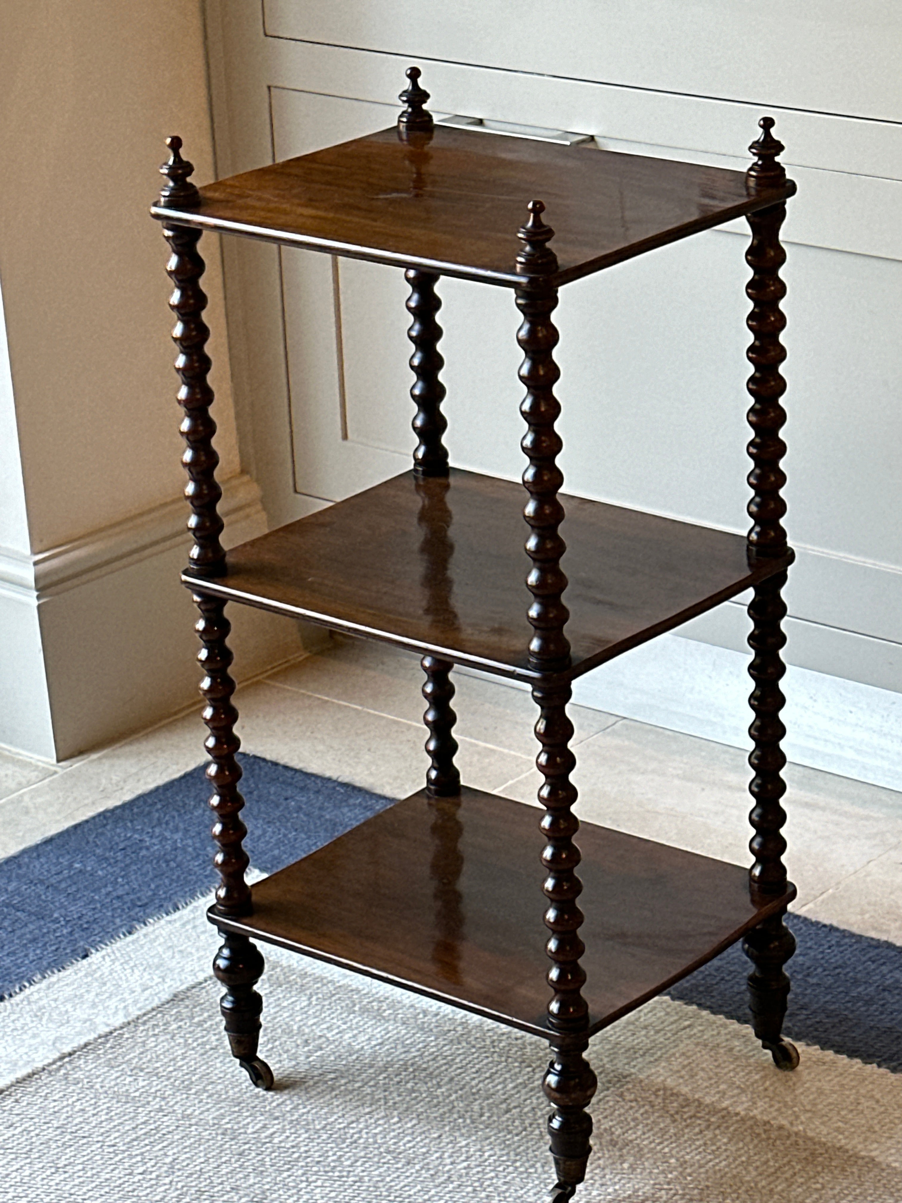 Small Mahogany Bobbin Whatnot