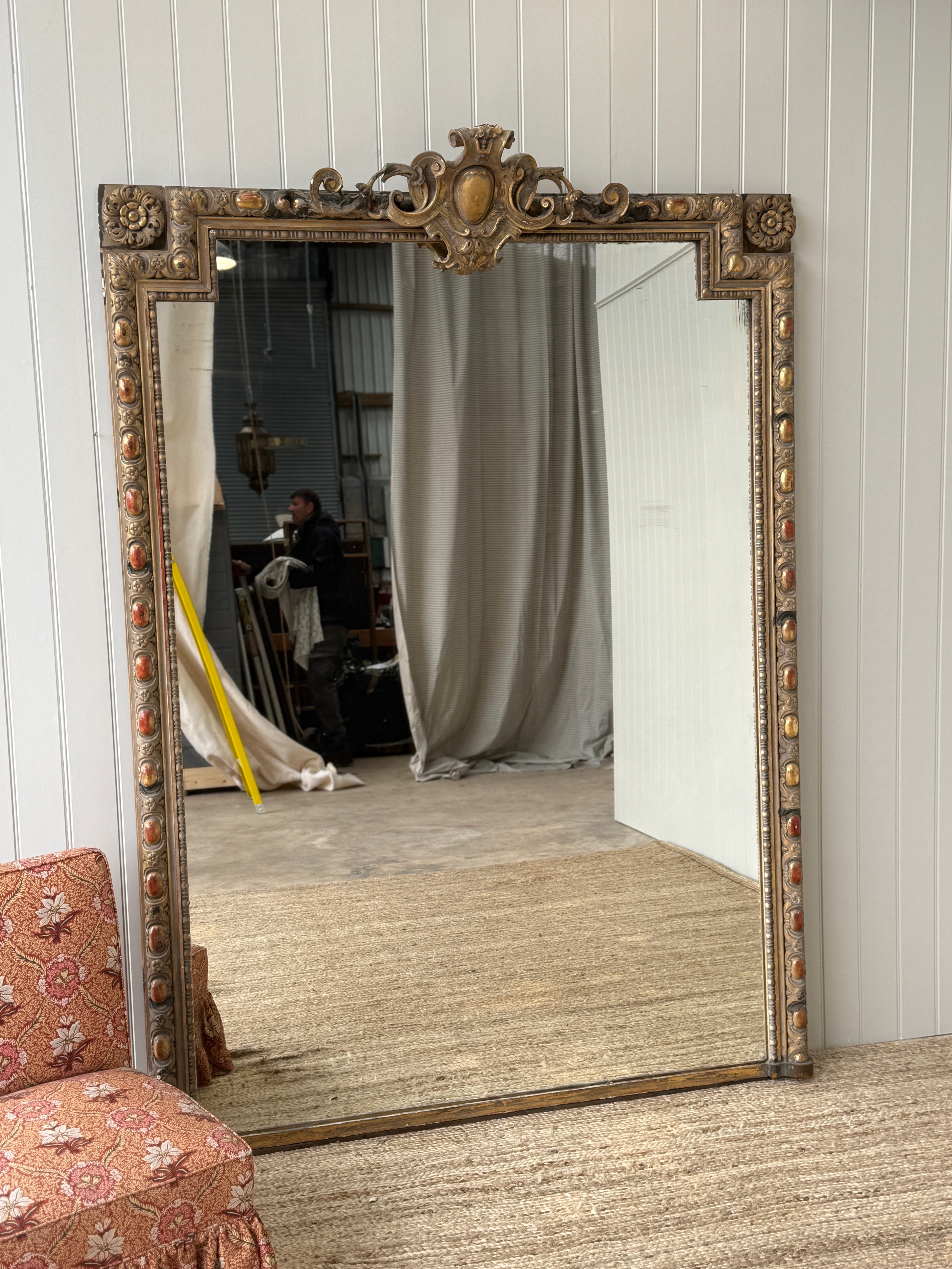Huge French Gilt Mirror - Faded Grande Dame