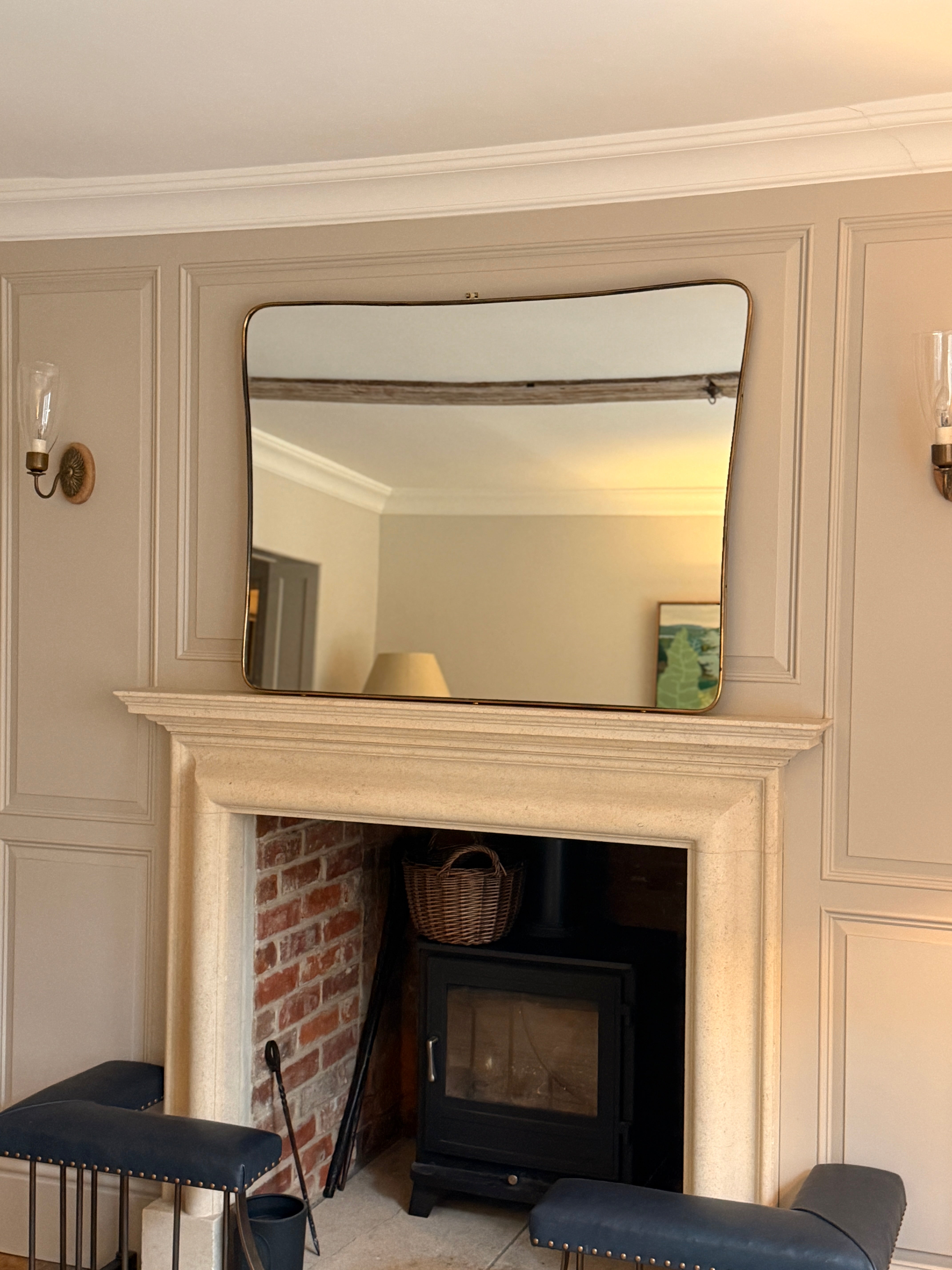 Amazing Italian 1950s Shield Mantel Mirror 111cm by 84cm