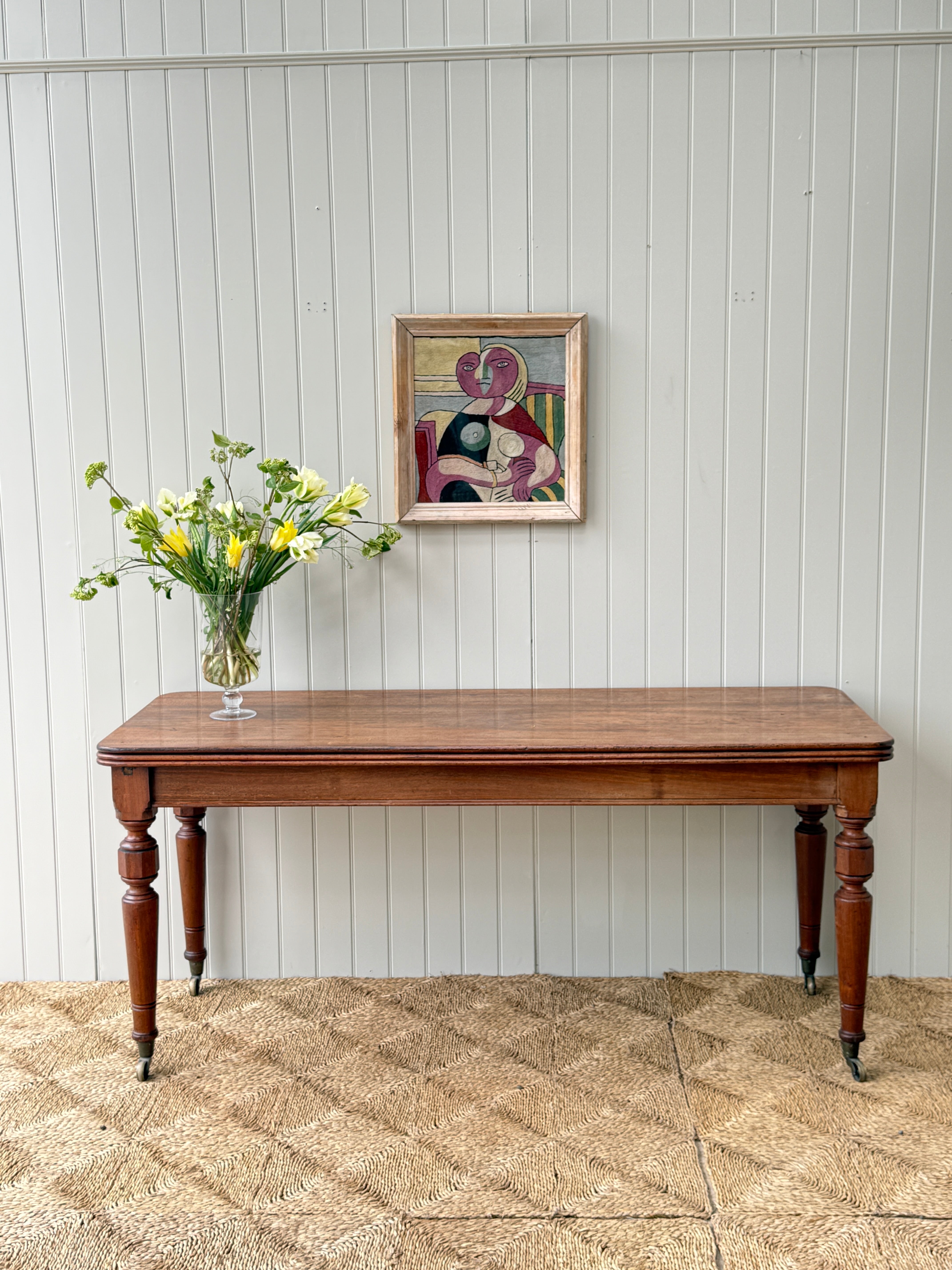 Large Early 20th English Oak Console or Display Table on castors