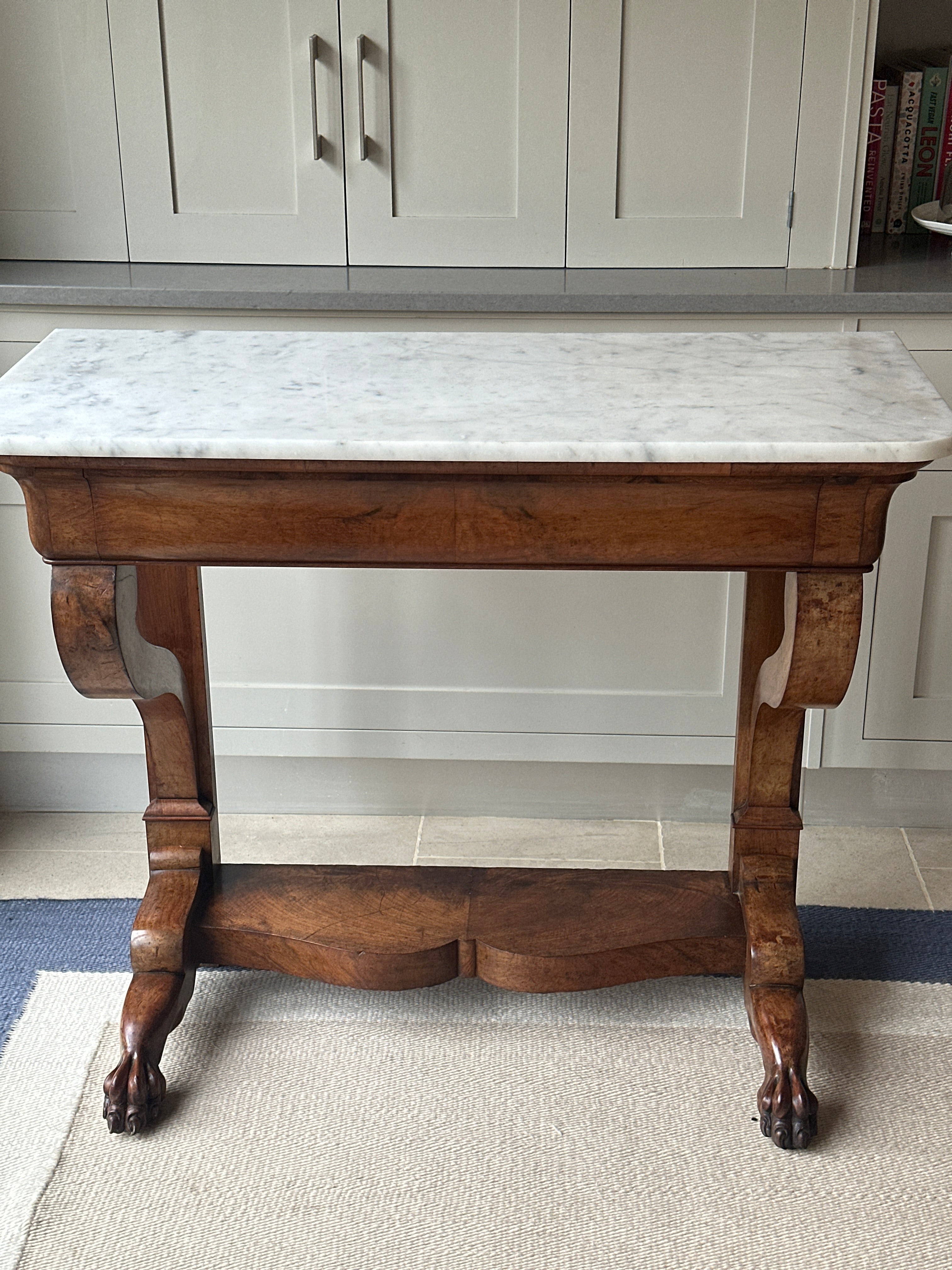 Early 19th Century French Oak Console with white marble top