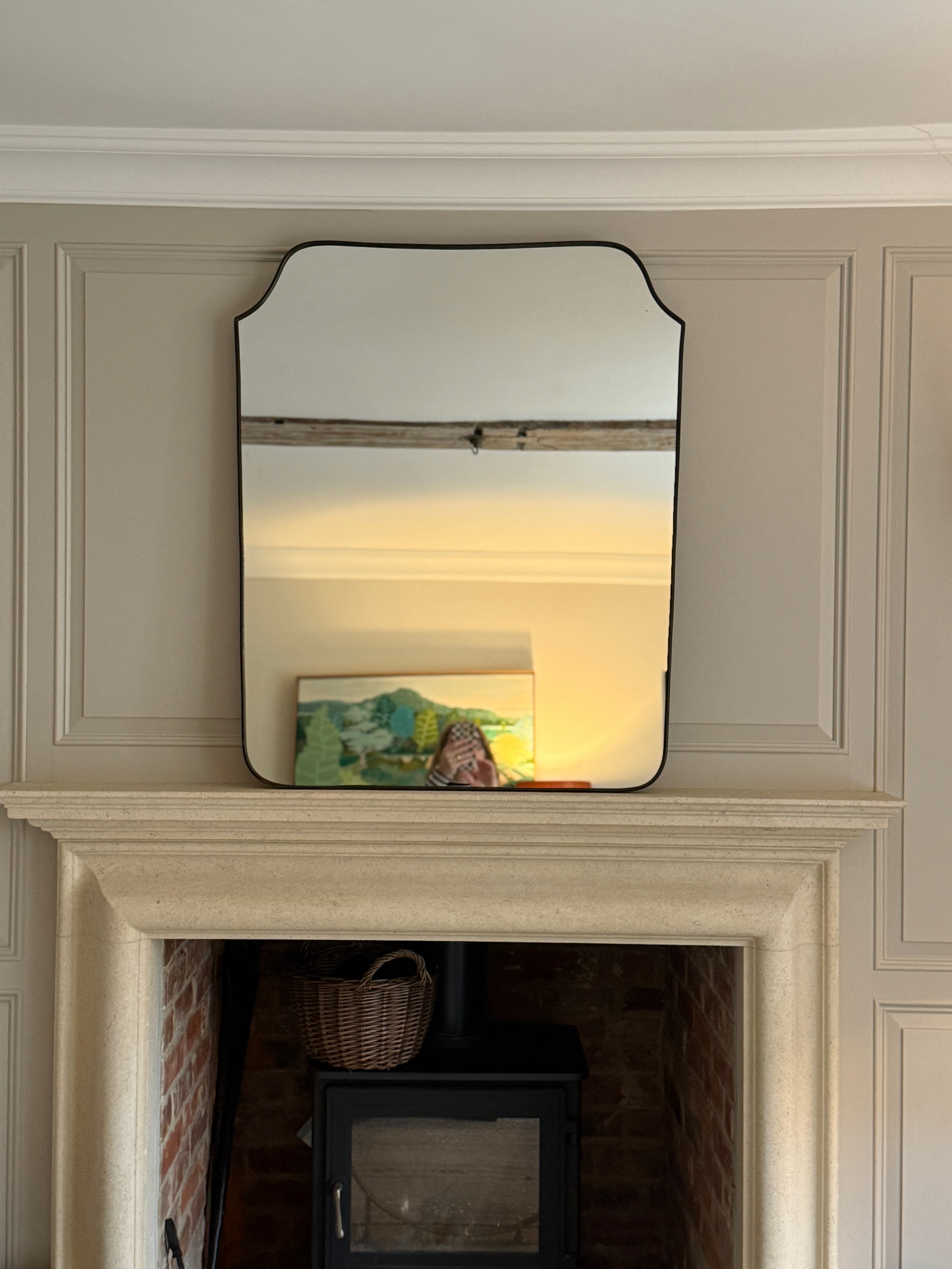 Large Italian Brass Shield Mirror