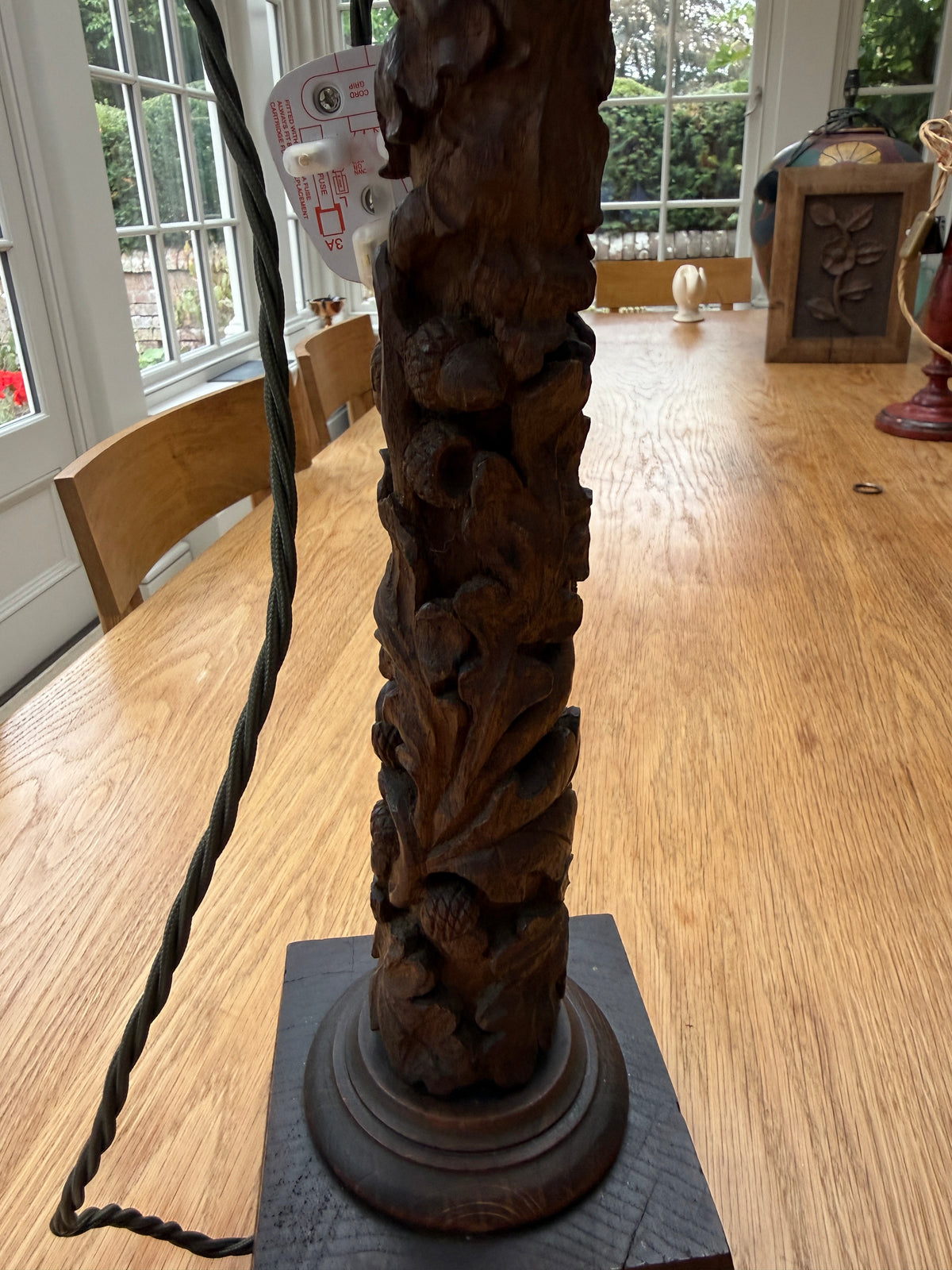 Pair of 19th Century Anglo-Indian Carved Hardwood Table Lamps