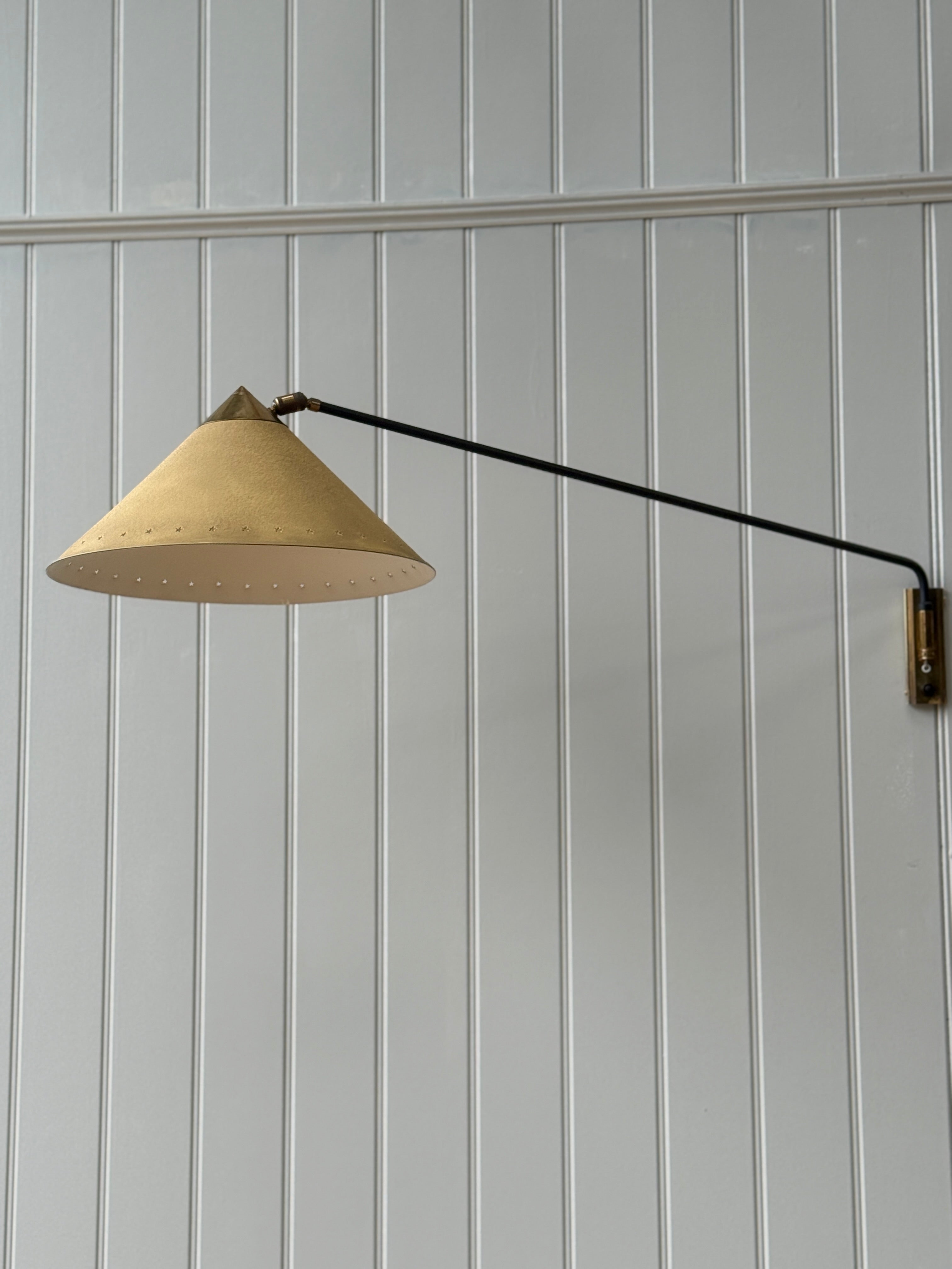 Brass French Wall Light with Yellow shade