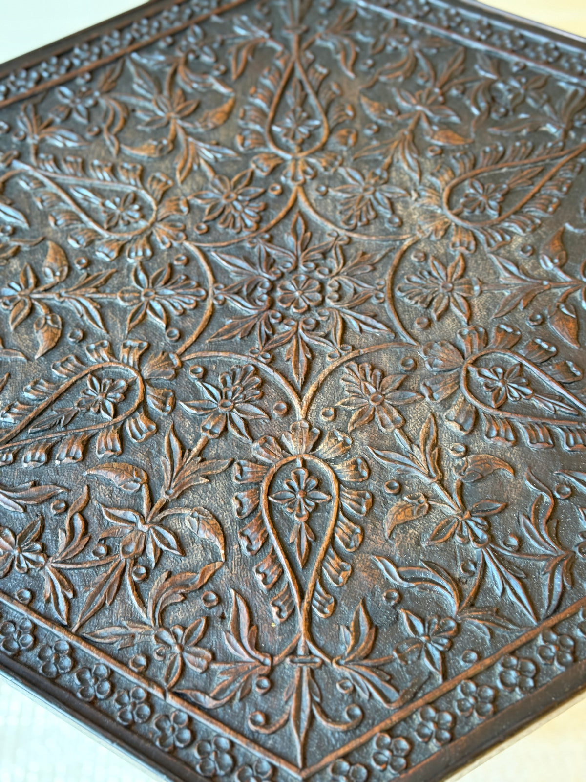 Antique Anglo-Indian Carved Hexagonal Occasional Table