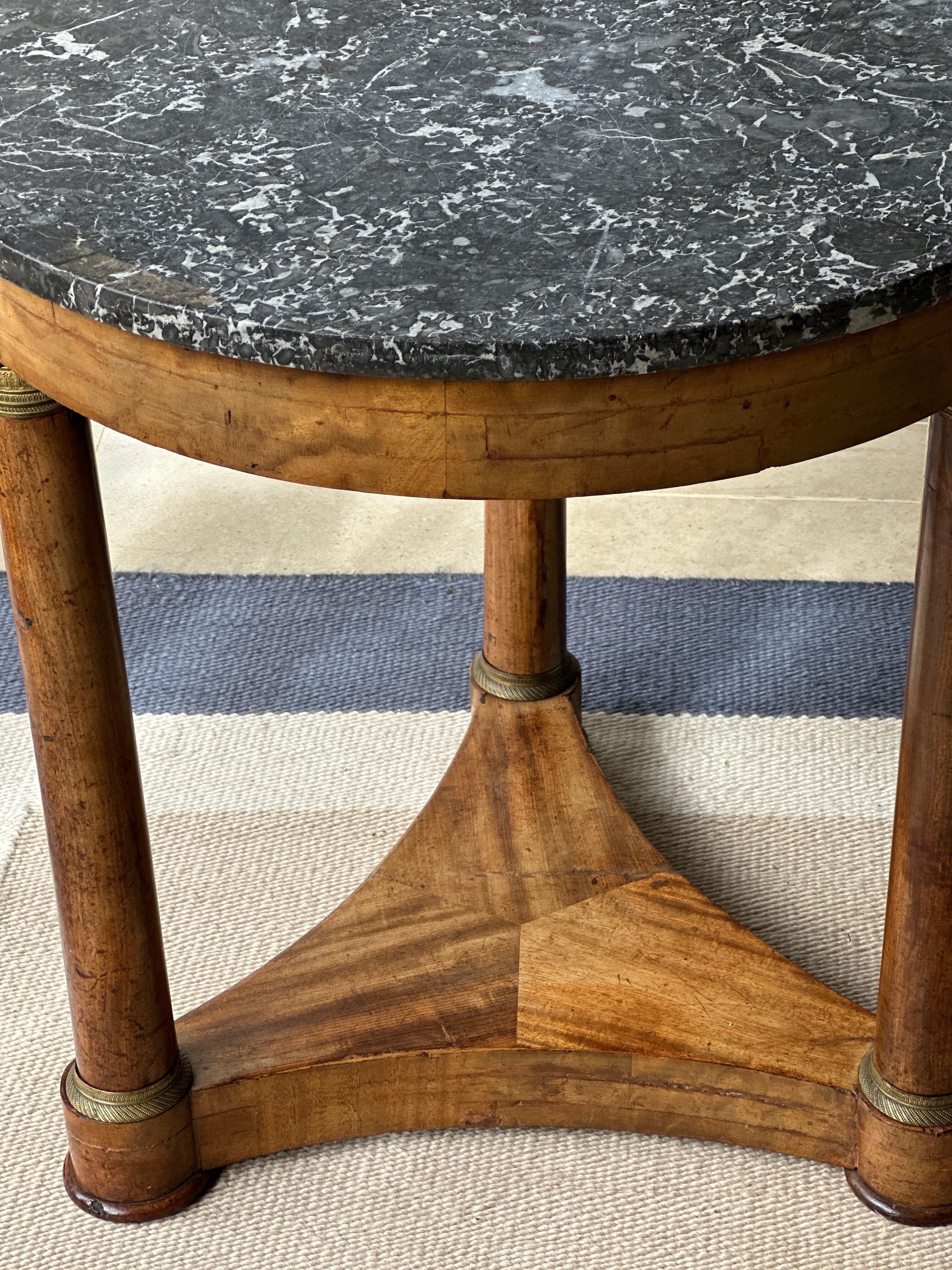 French Gueridon with Dappled Grey Marble Top