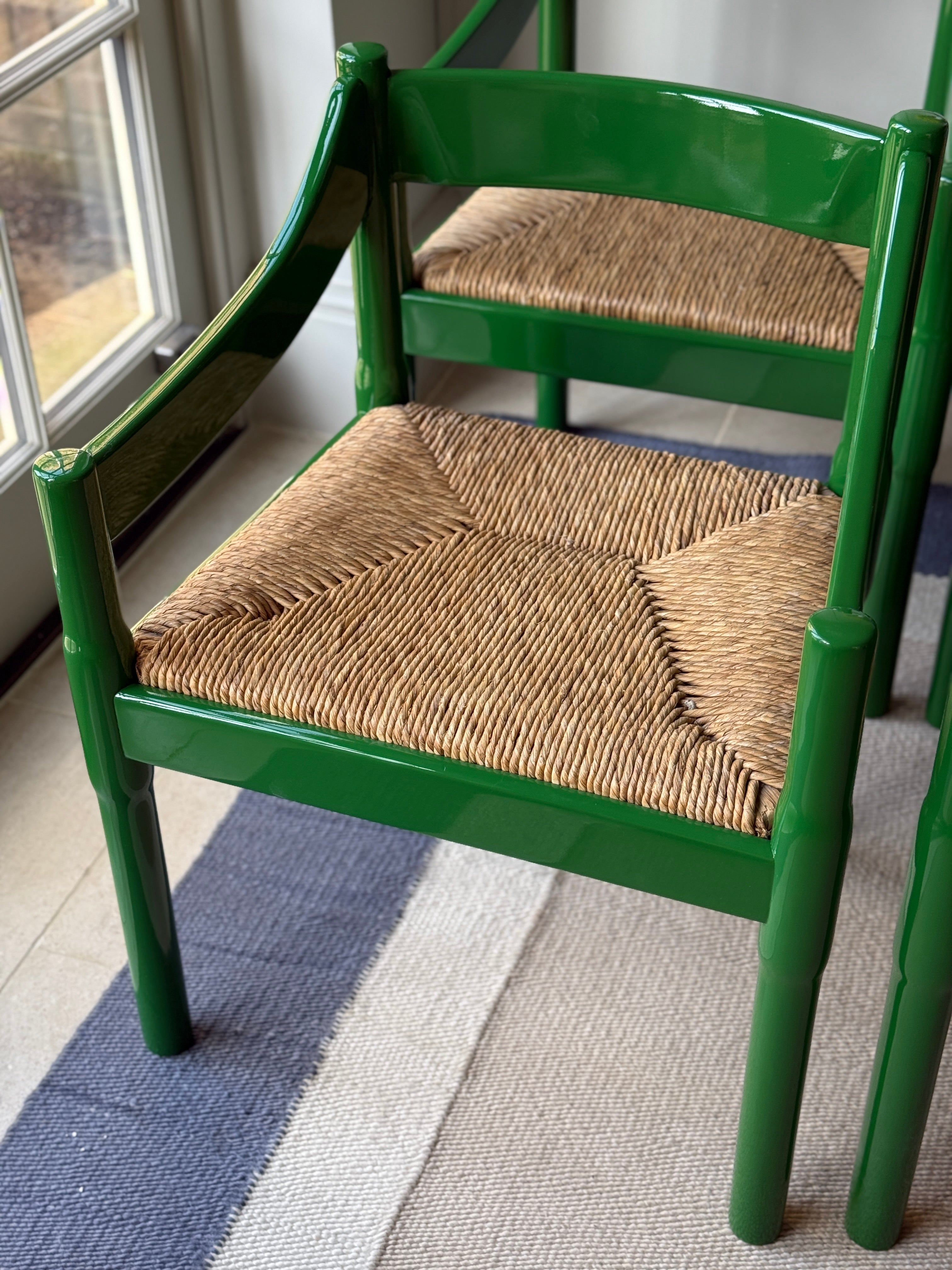 VM Carimate Armchairs in Green Lacquer