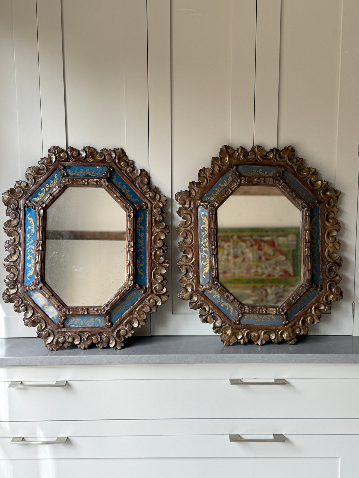 Matched Pair of Octagonal Italianate Mirrors