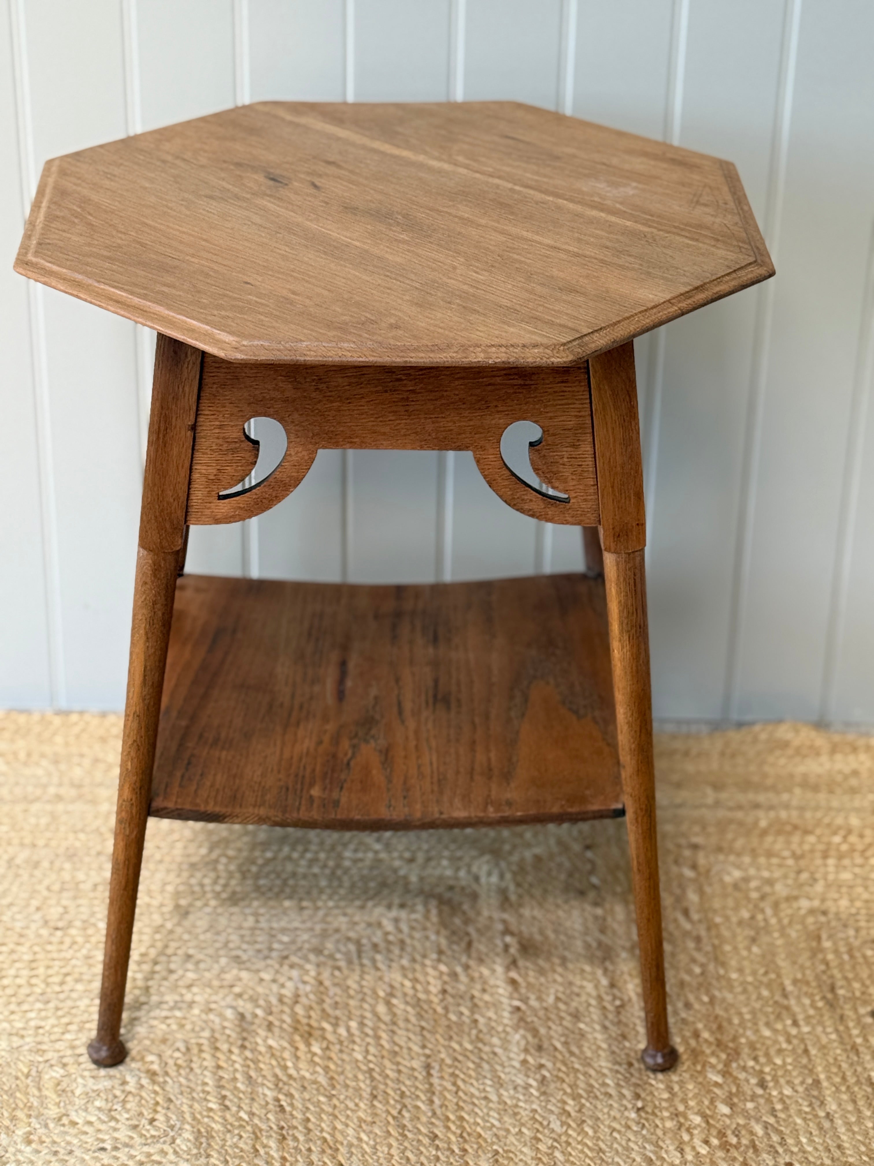 Early 20th Century Honeyed Oak Octagonal Two-Tier Occasional Table
