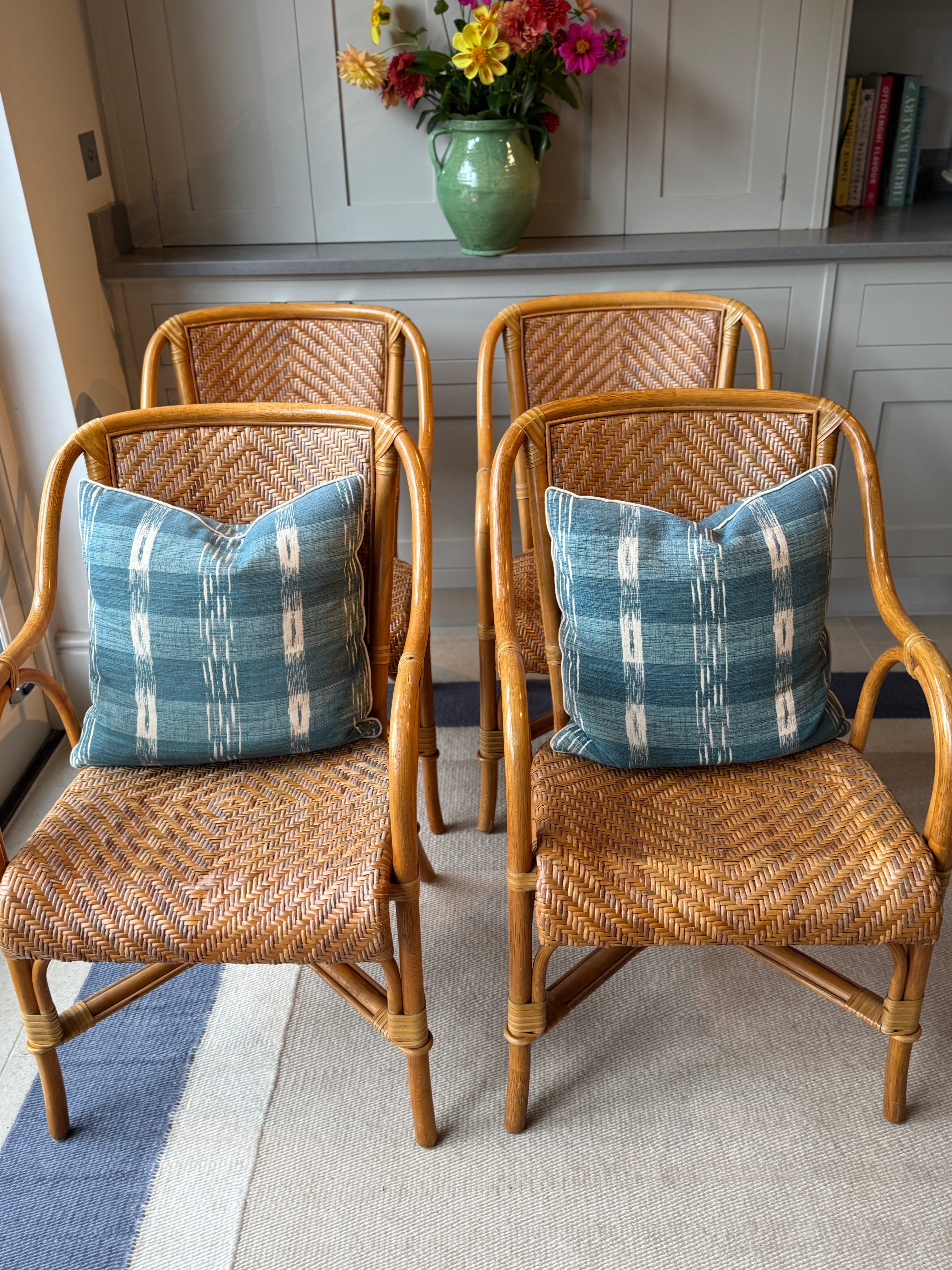 Set of 4 Vintage Cane & Rattan Chairs