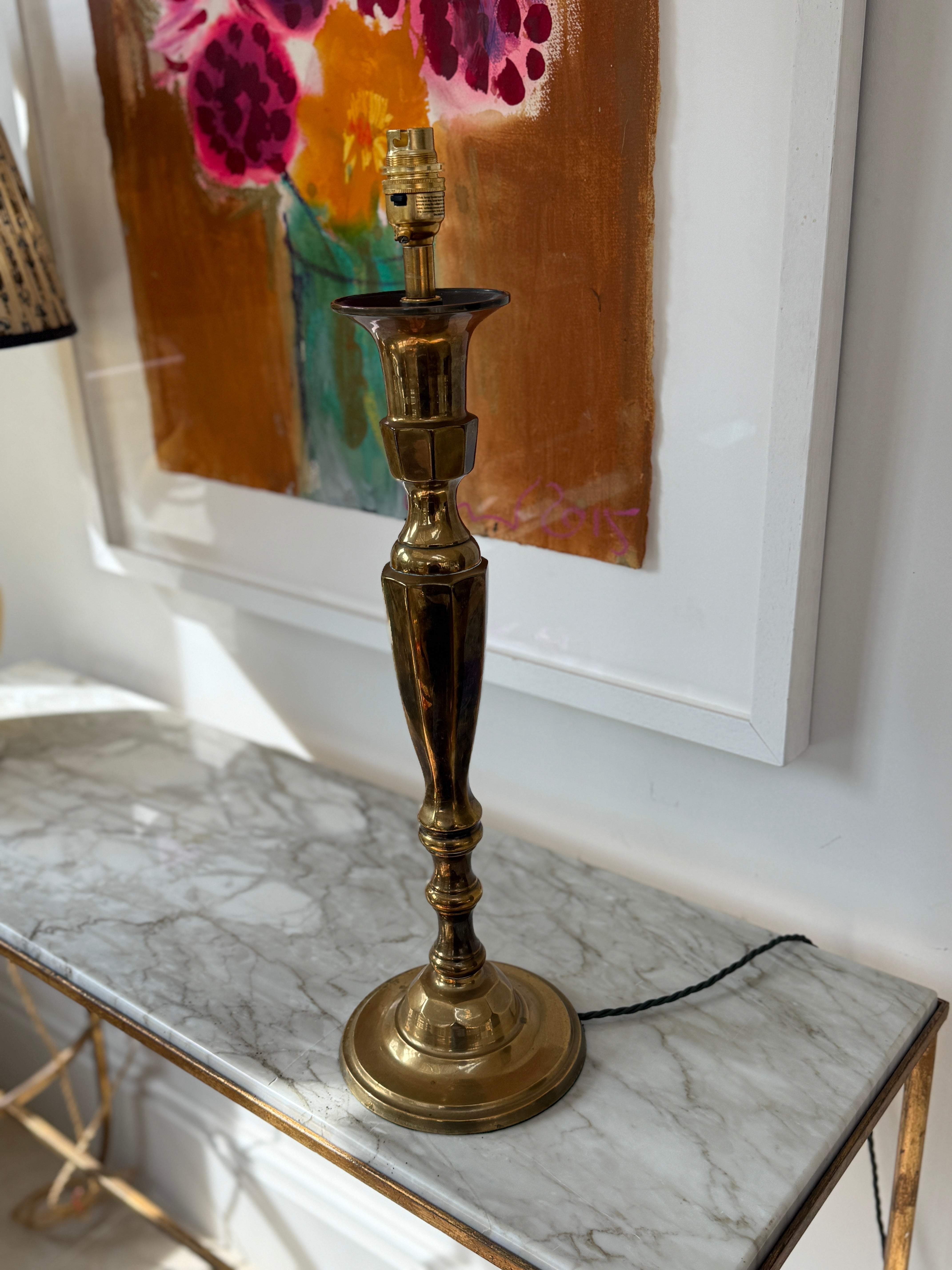 Tall Antique Brass Lamp