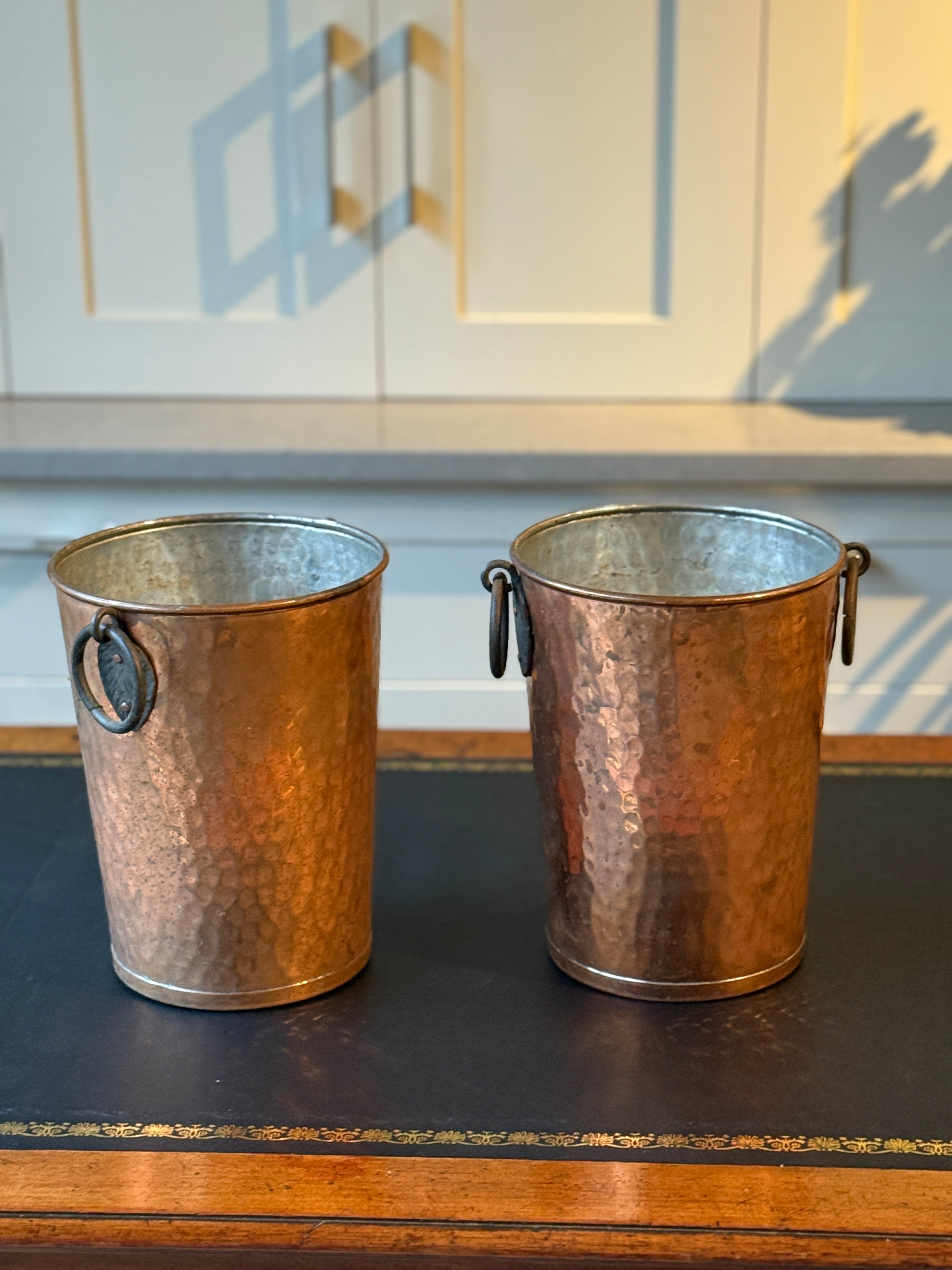 French Wine Buckets in Hammered Copper