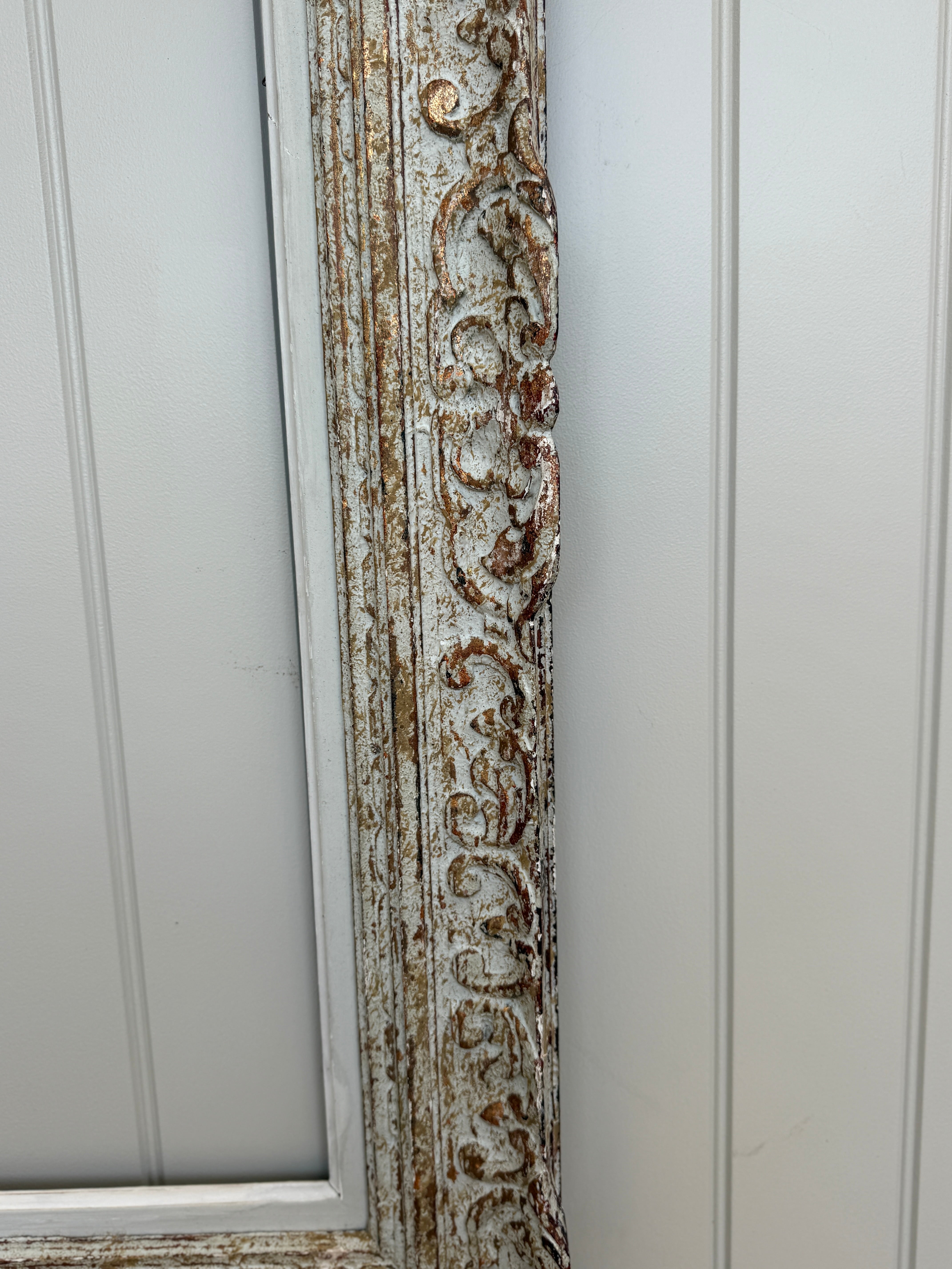 Large Ornate Rococo-Style Picture Frame in Grey-Painted Finish