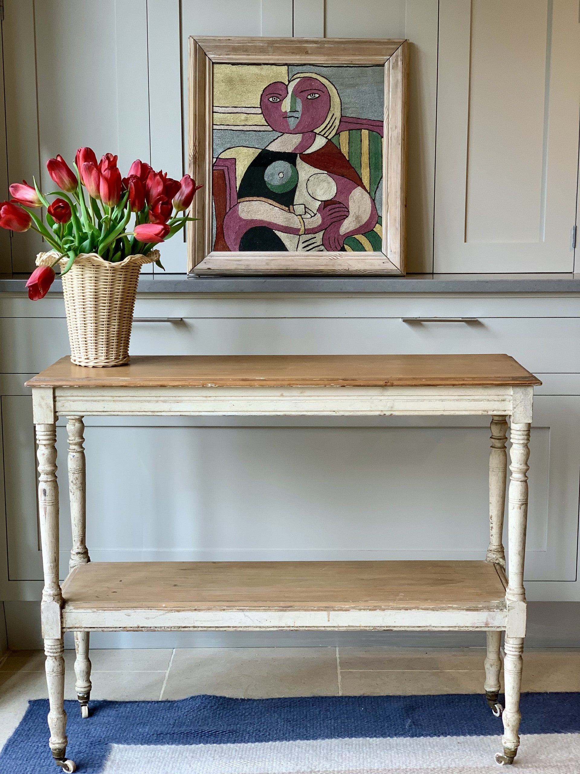 Painted Two Tier Table on Castors