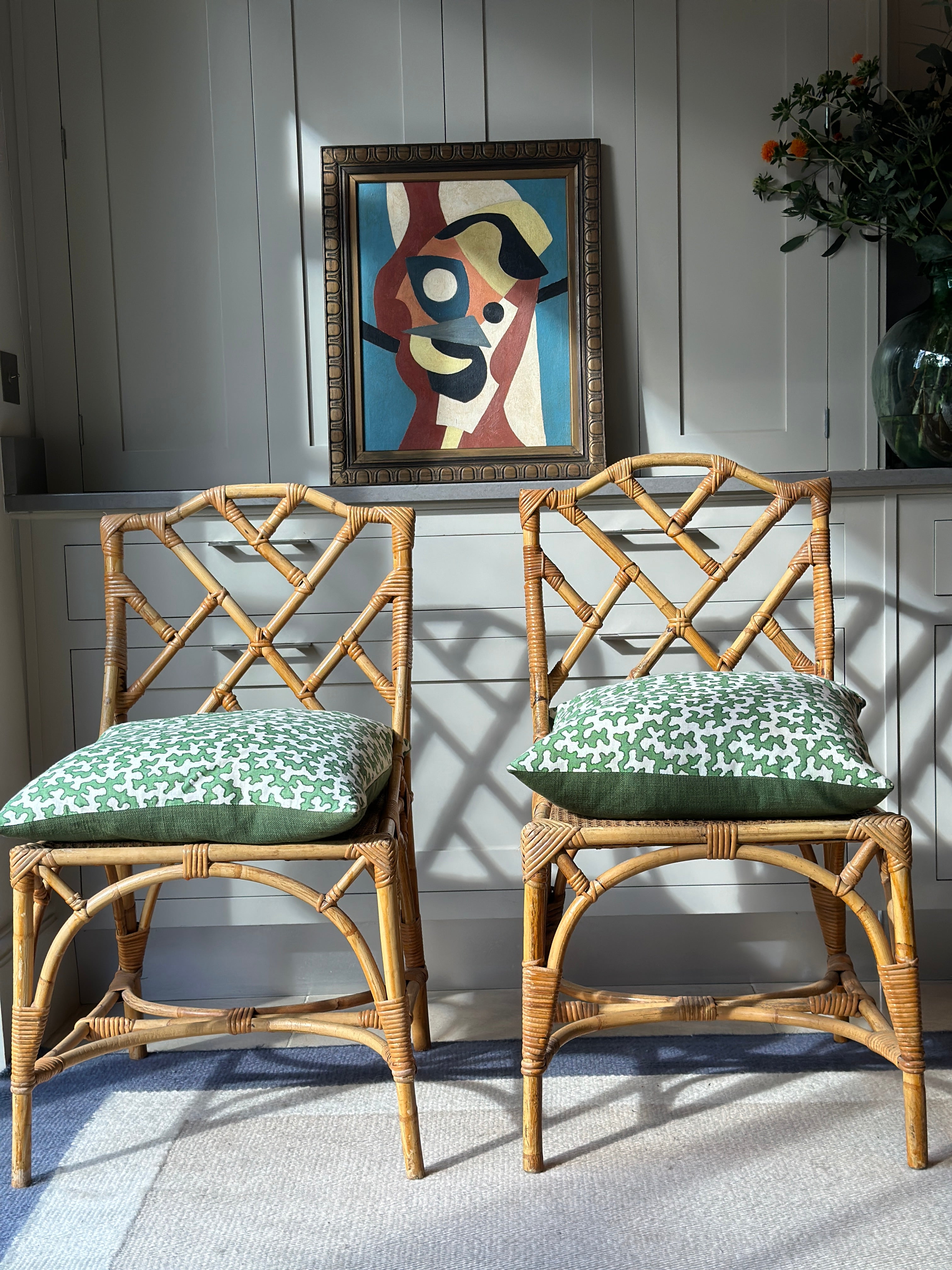 Pair Chippendale Style Cane Chairs