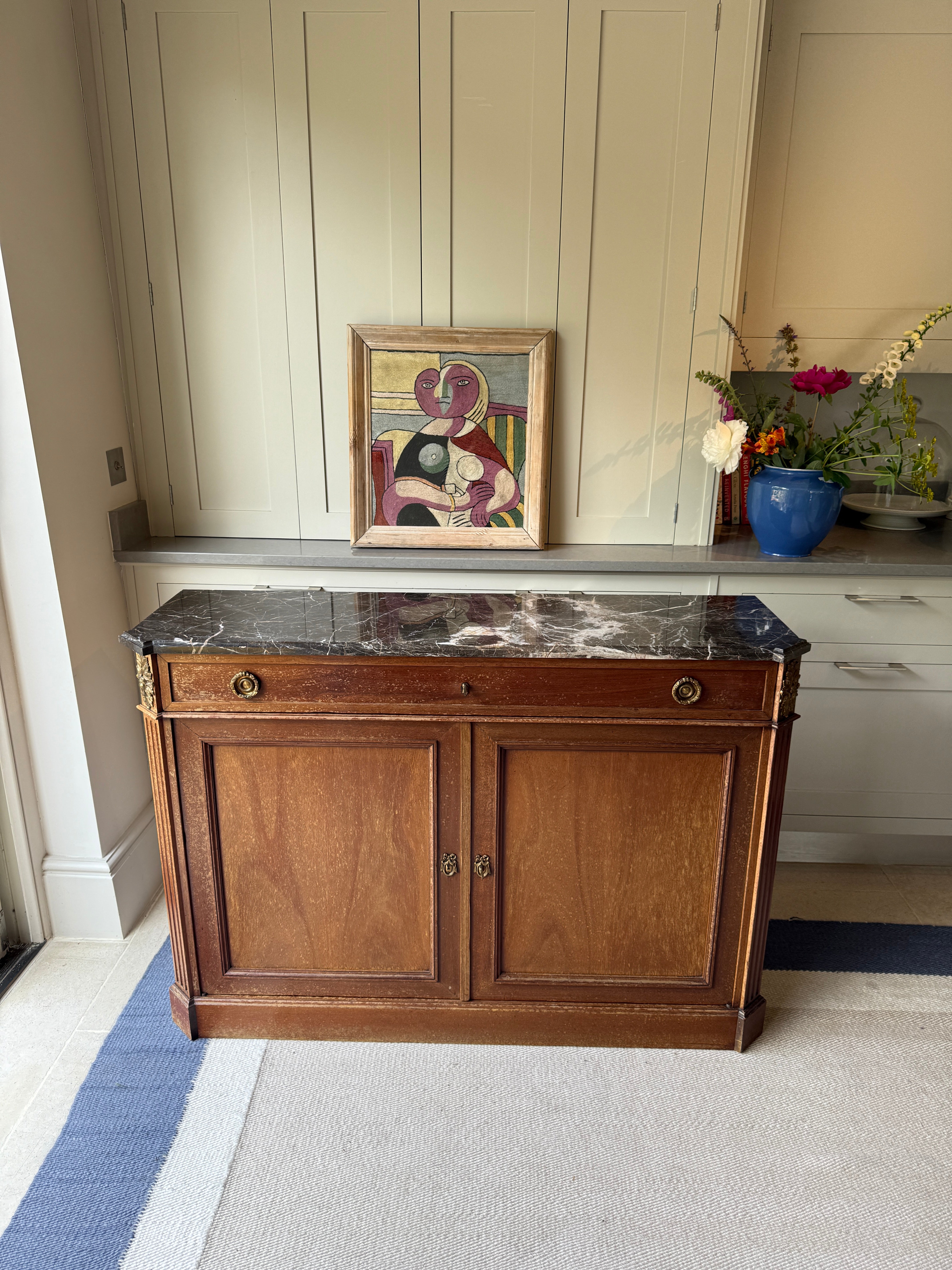 Slim French Marble Topped Side Board