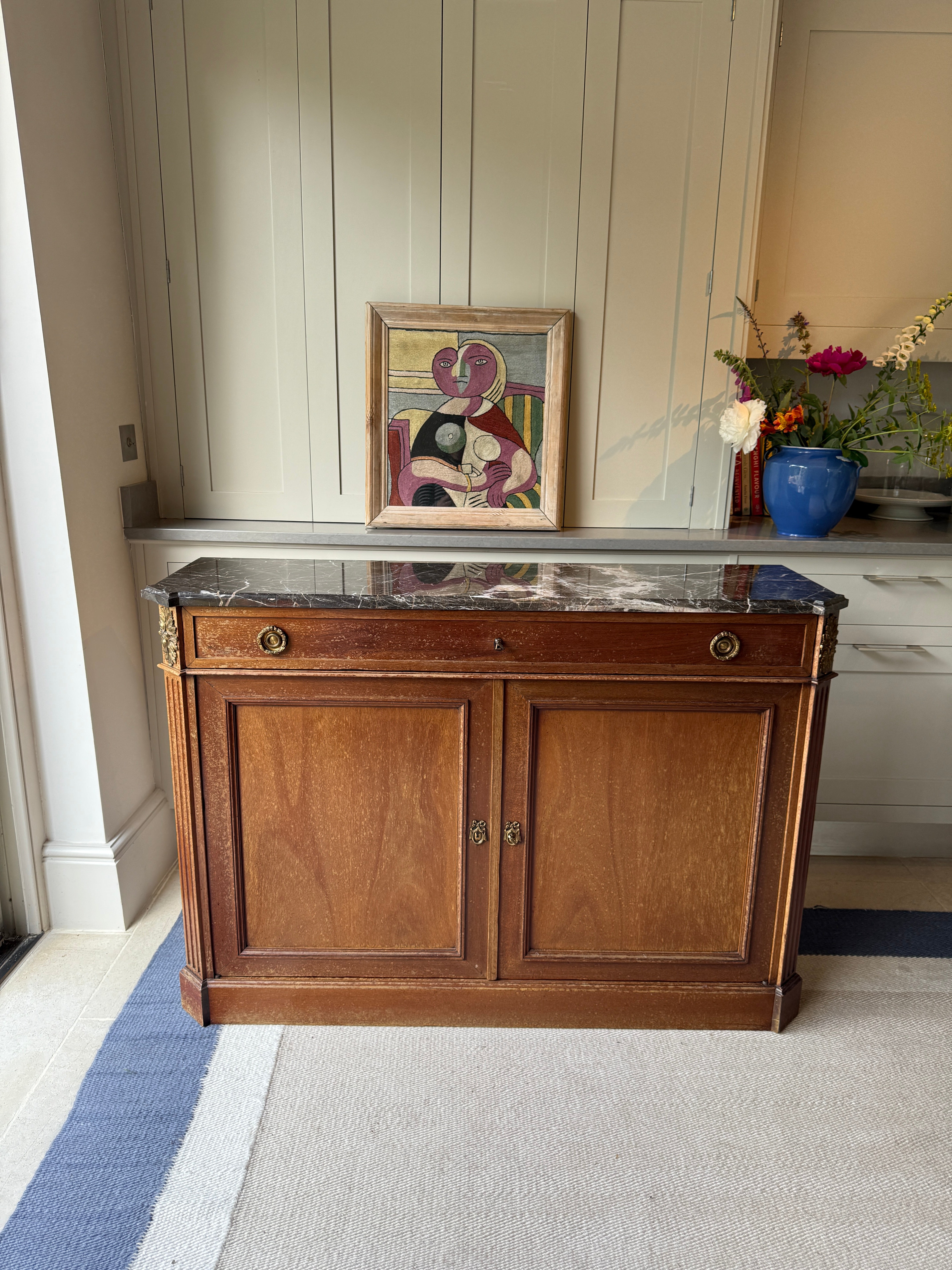 Slim French Marble Topped Side Board