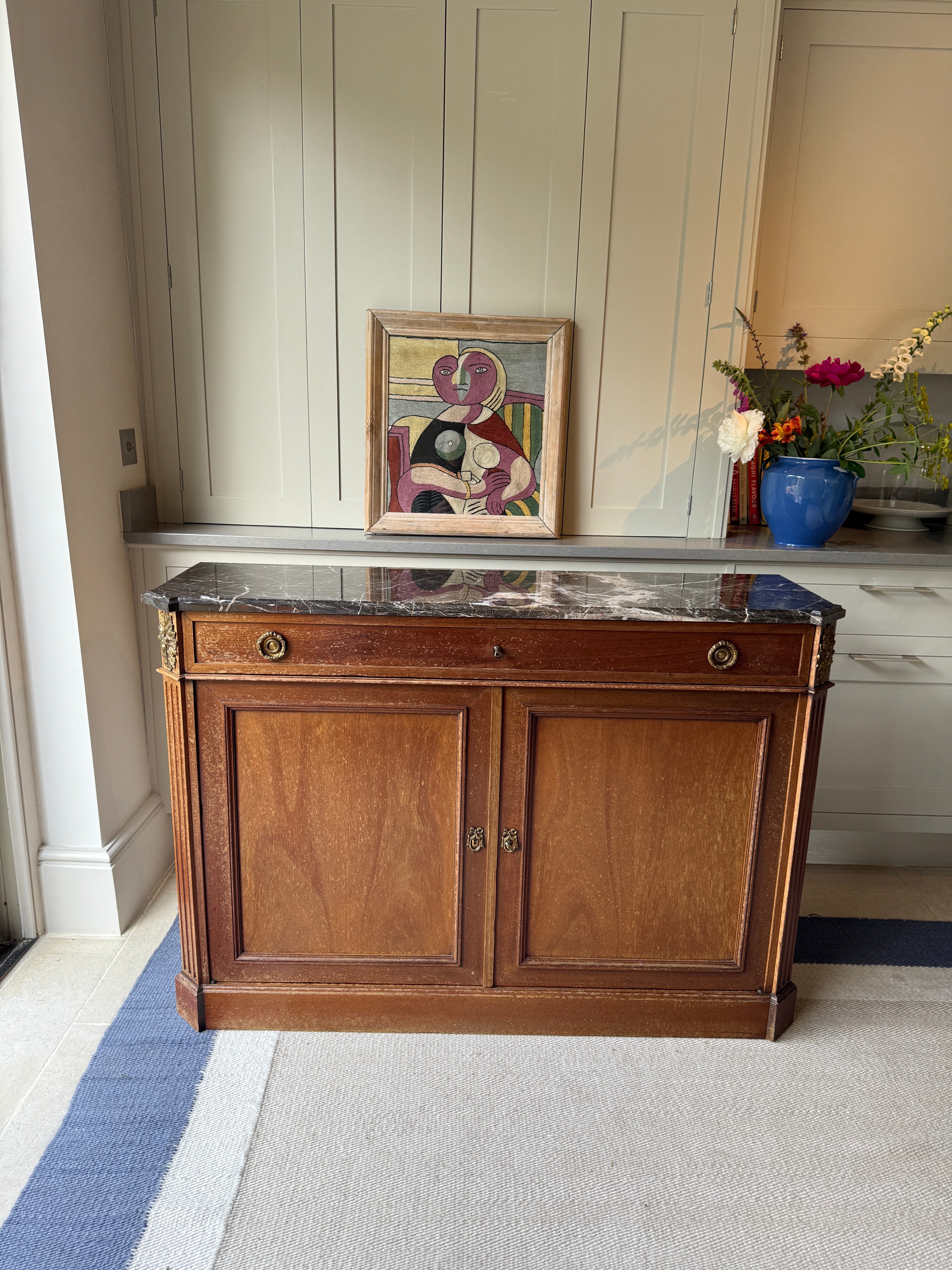 Slim French Marble Topped Side Board