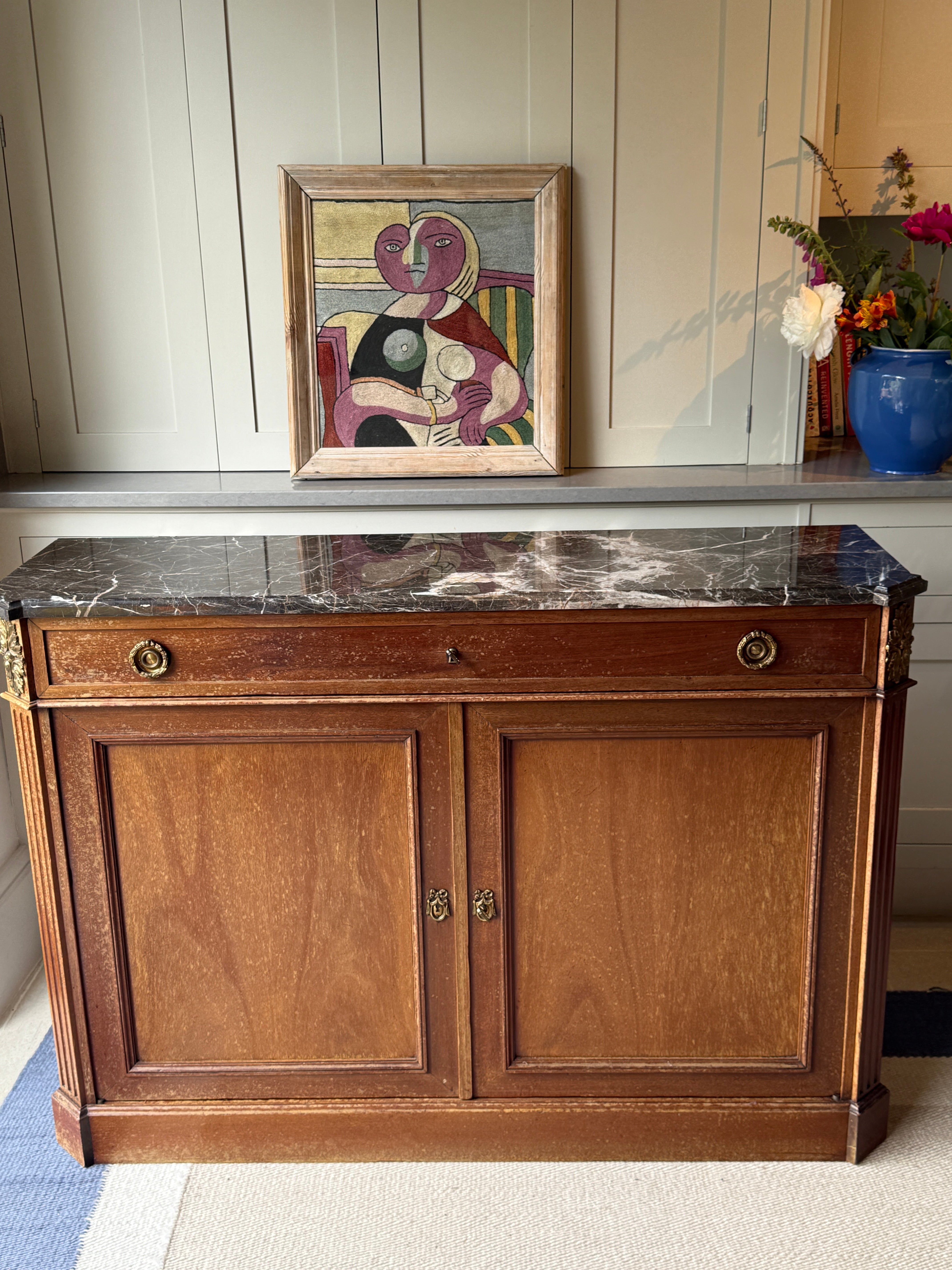 Slim French Marble Topped Side Board
