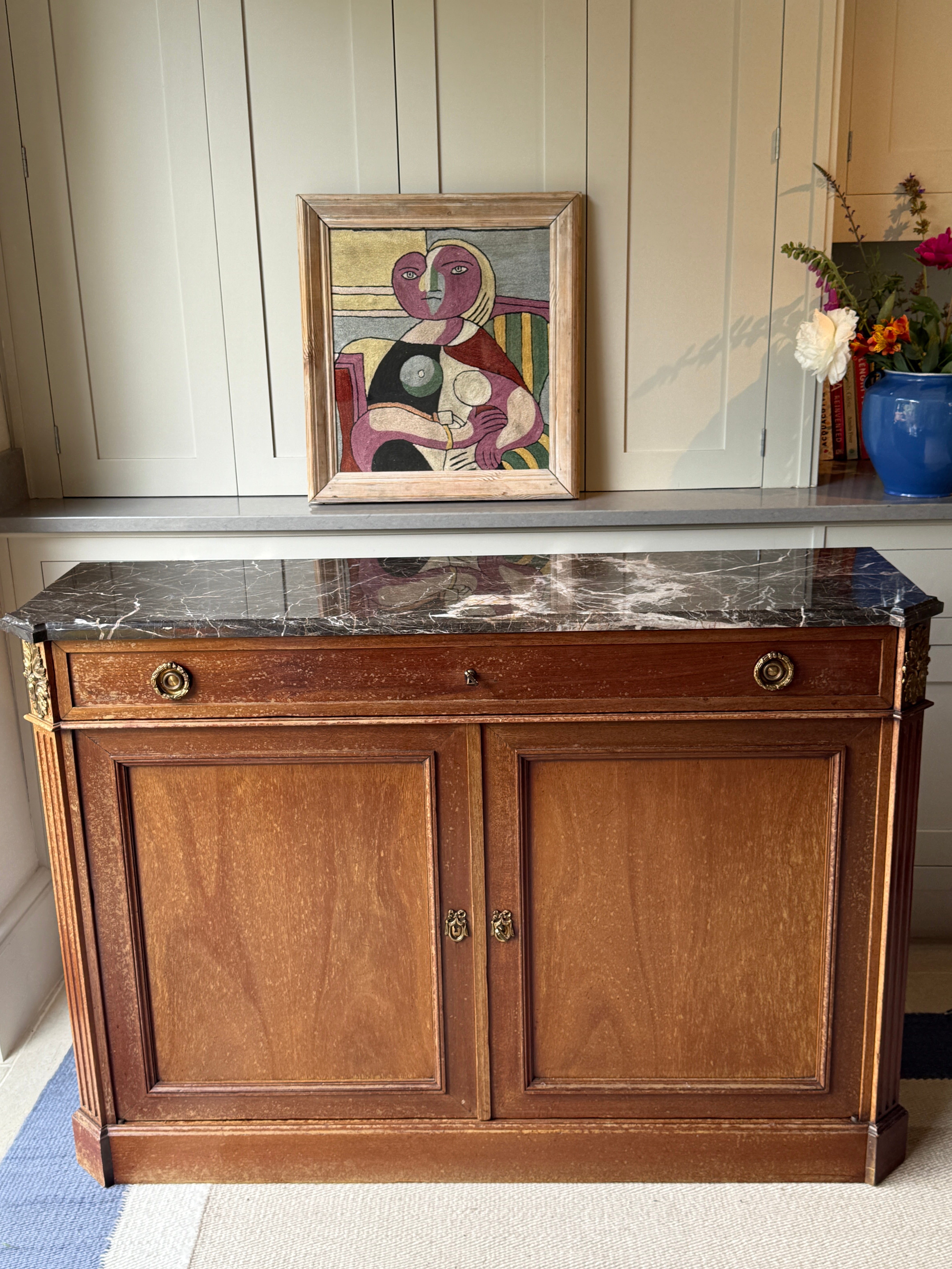 Slim French Marble Topped Side Board