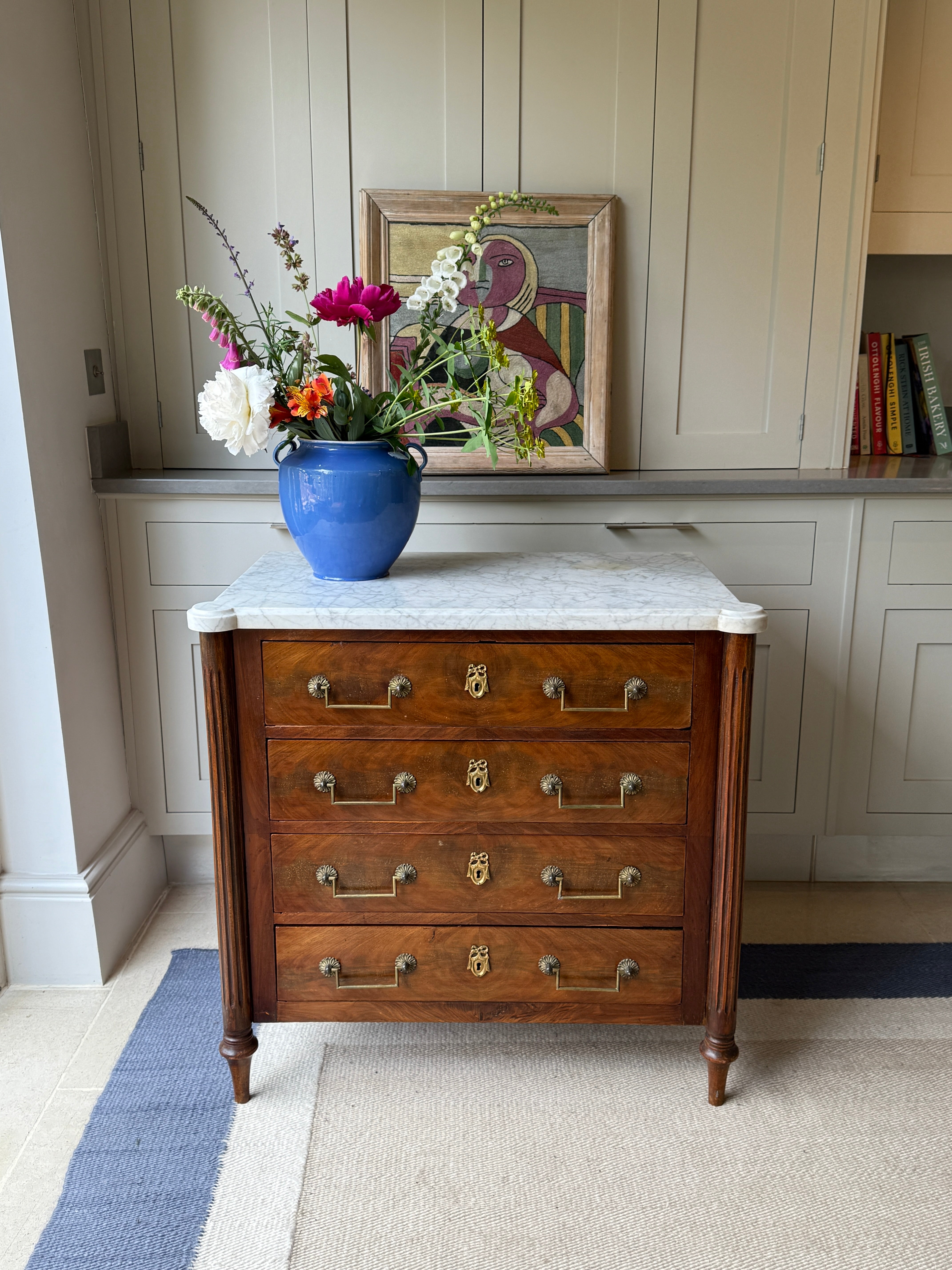 Small 19th Century French Commode with white marble top