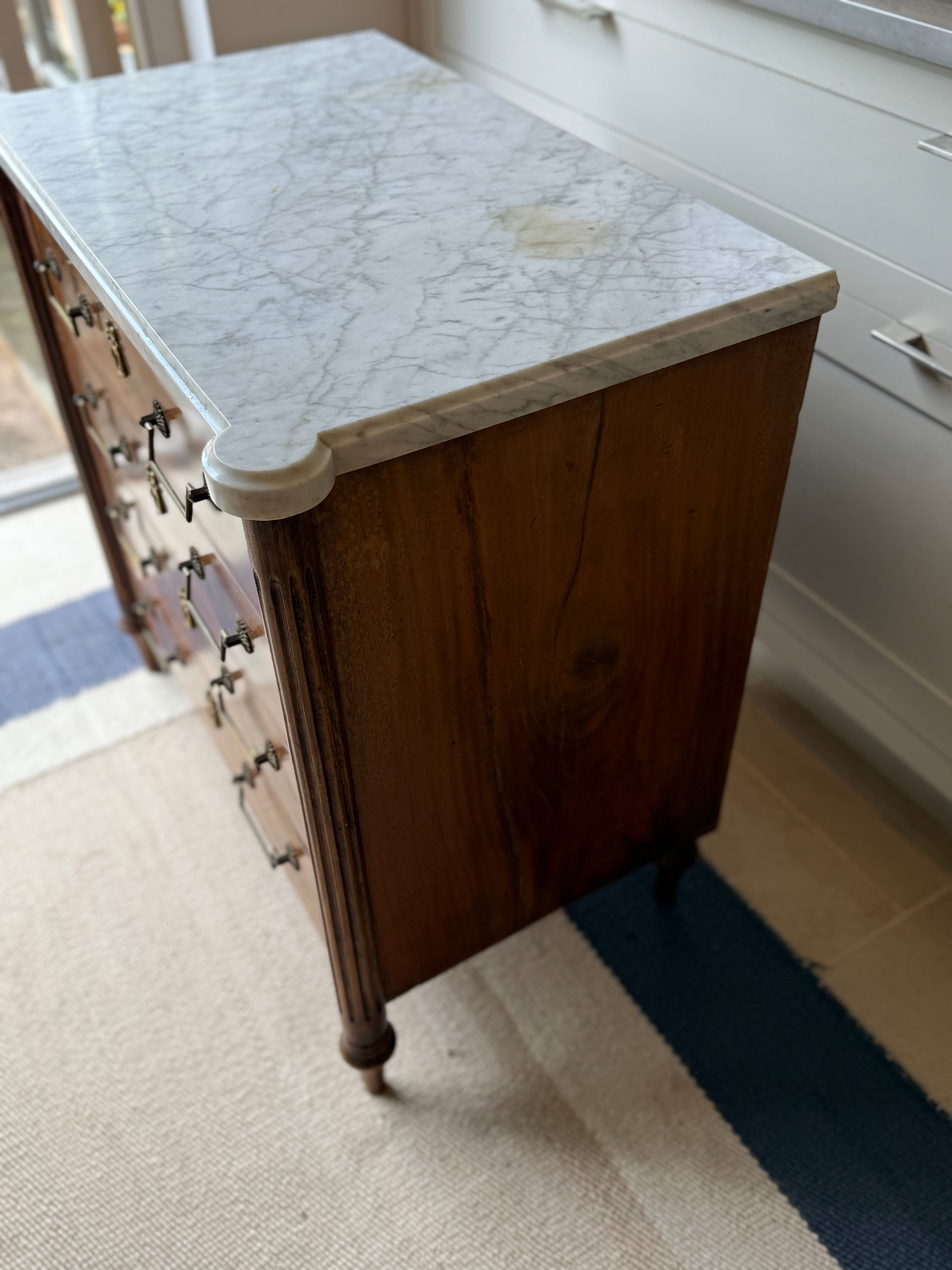 Small 19th Century French Commode with white marble top