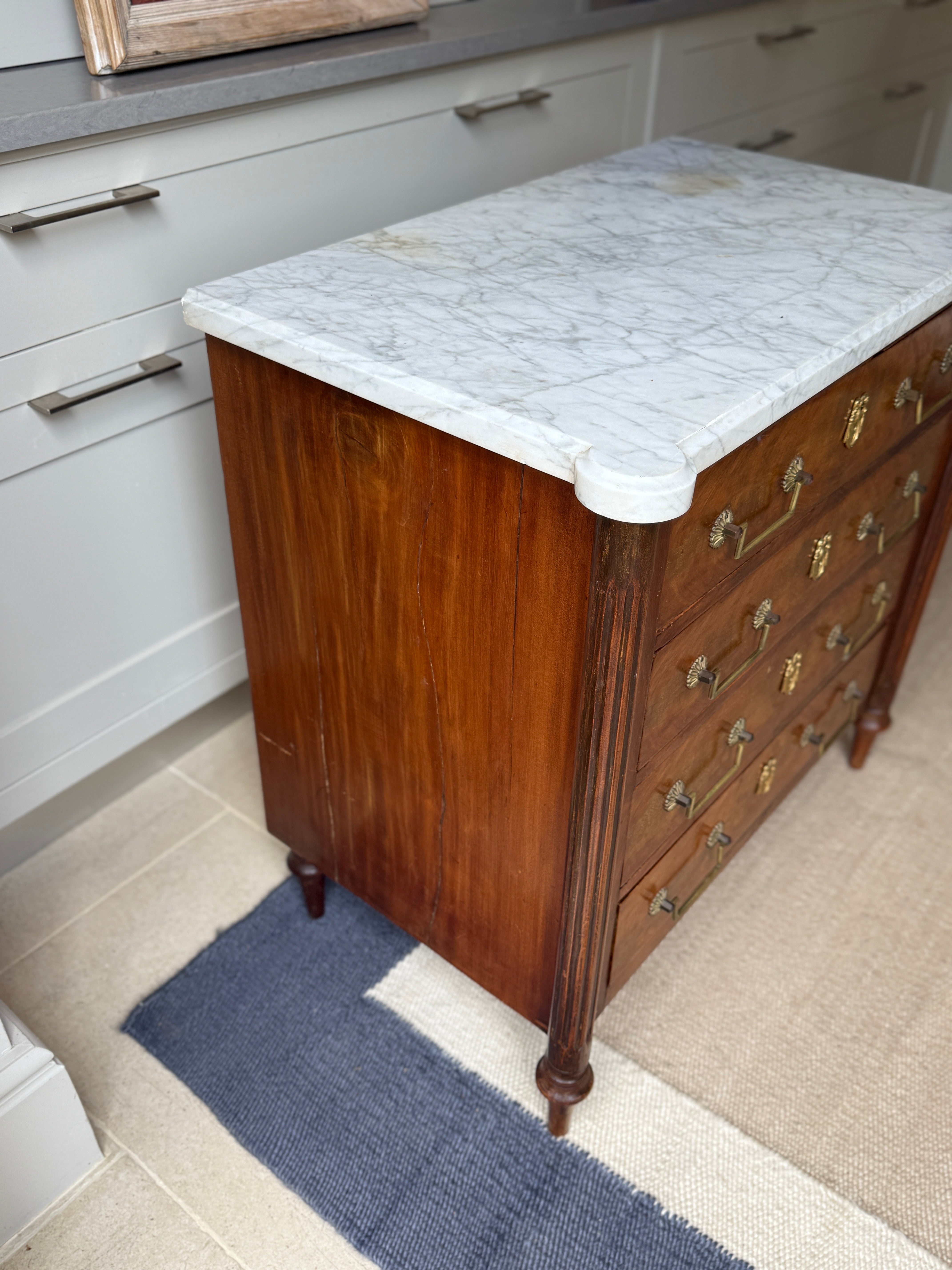 Small 19th Century French Commode with white marble top