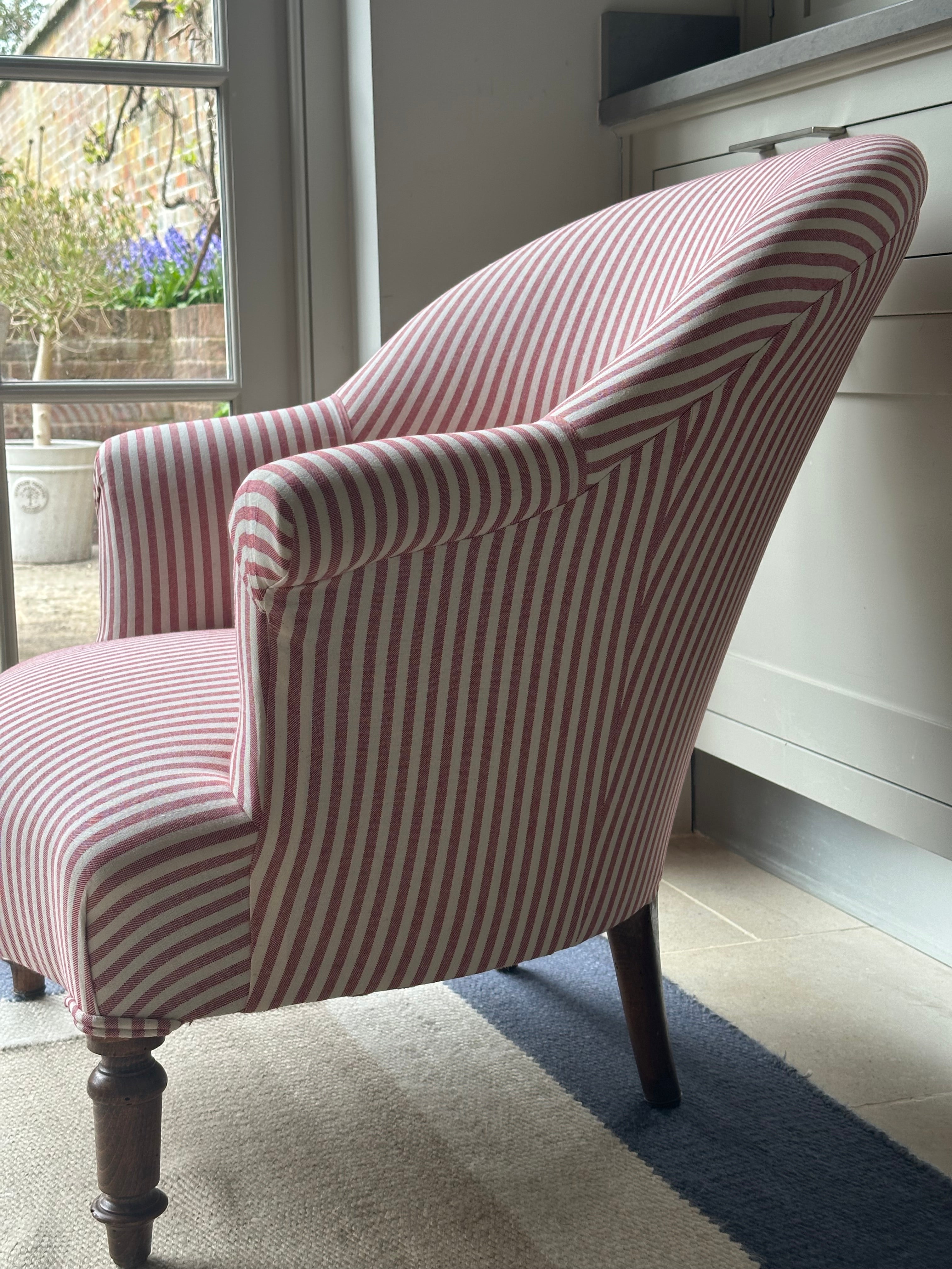 Crapaud Tub Chair in Red Ticking