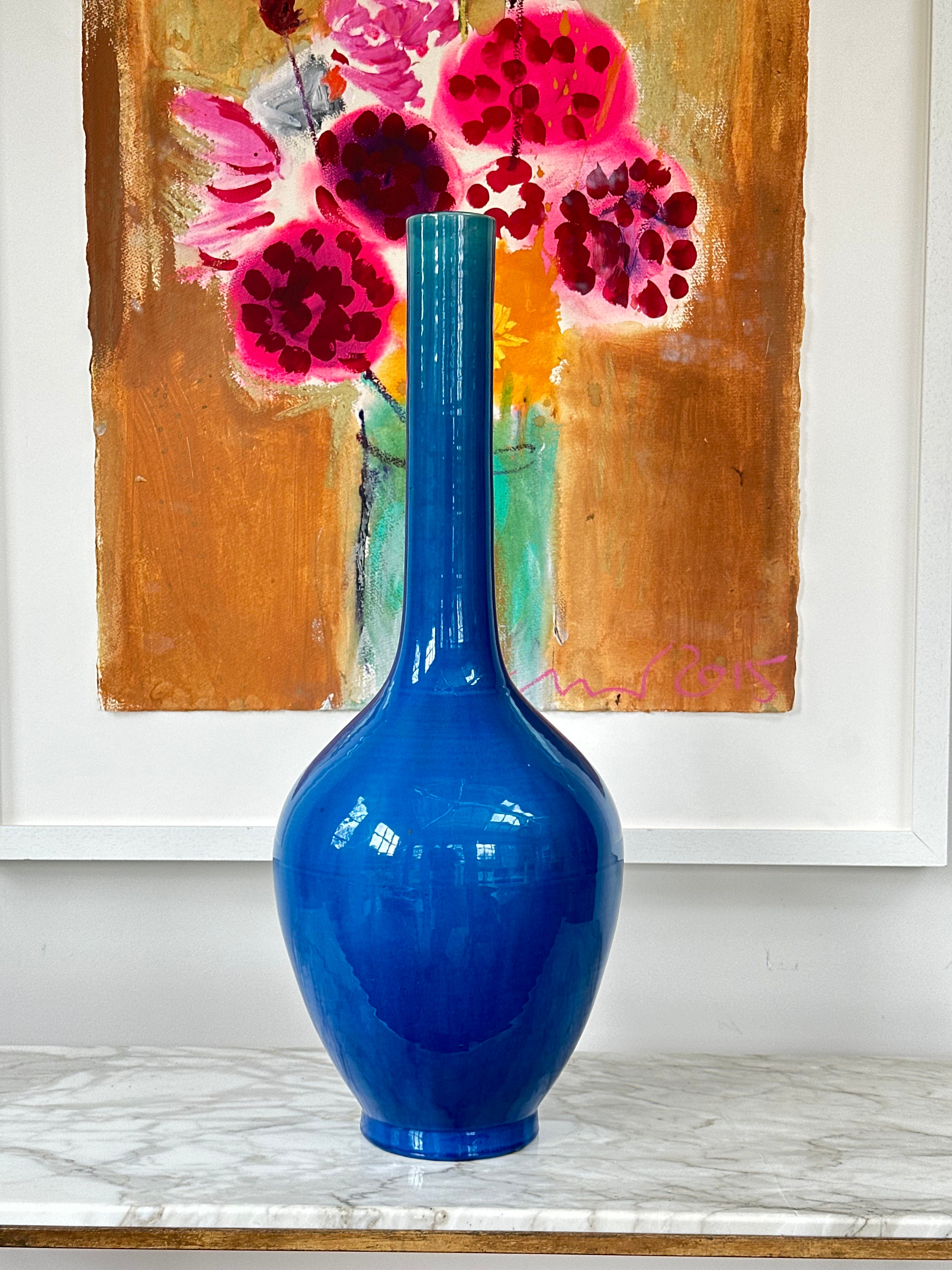 Large Turquoise Japanese Amari Bottleneck Vase