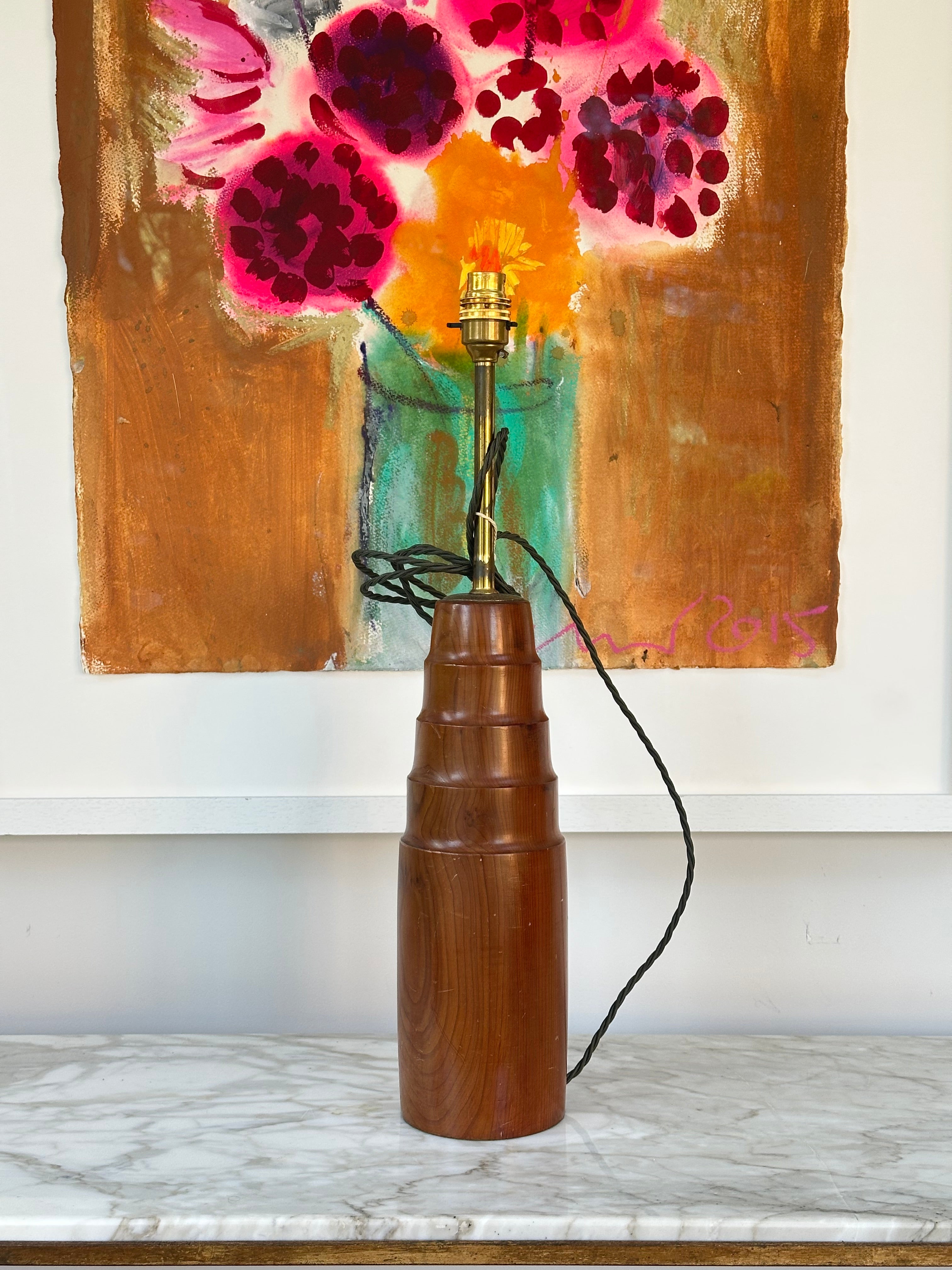 Tiered Teak Table Lamp