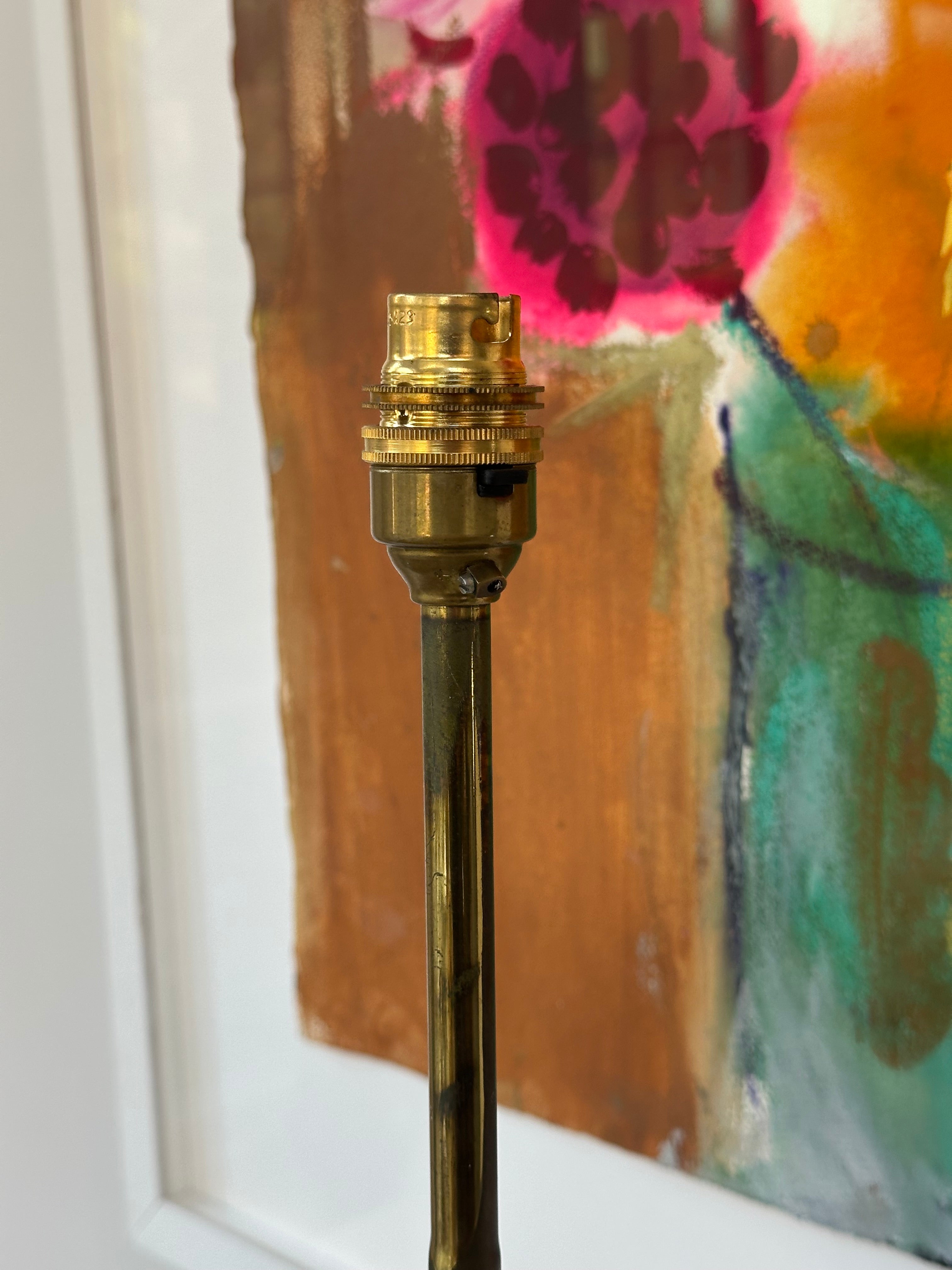 Tiered Teak Table Lamp