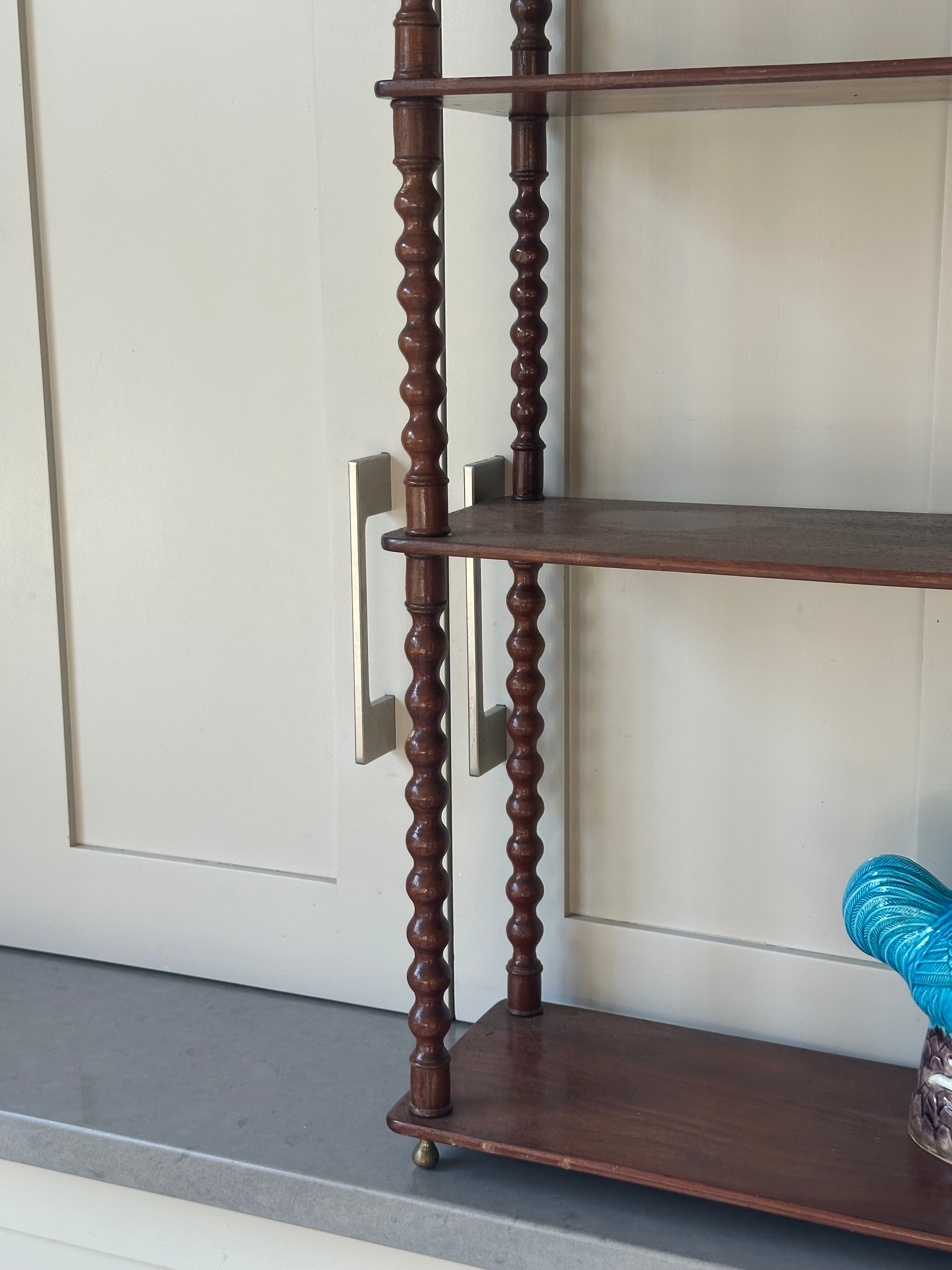 French Mahogany Bobbin Wall Shelves