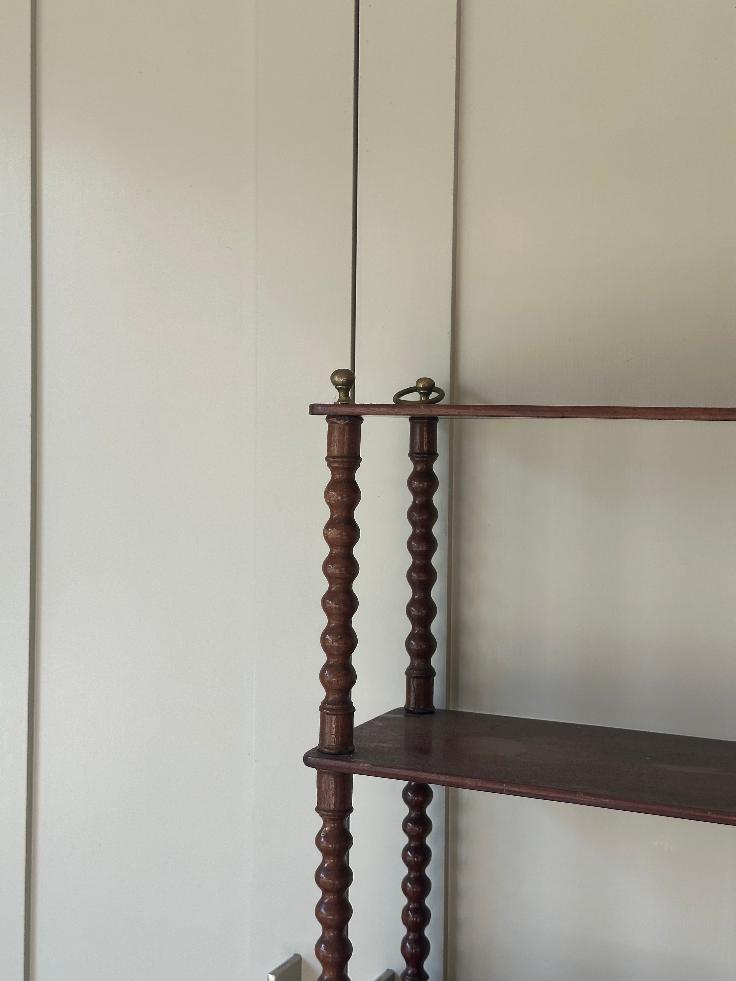 French Mahogany Bobbin Wall Shelves