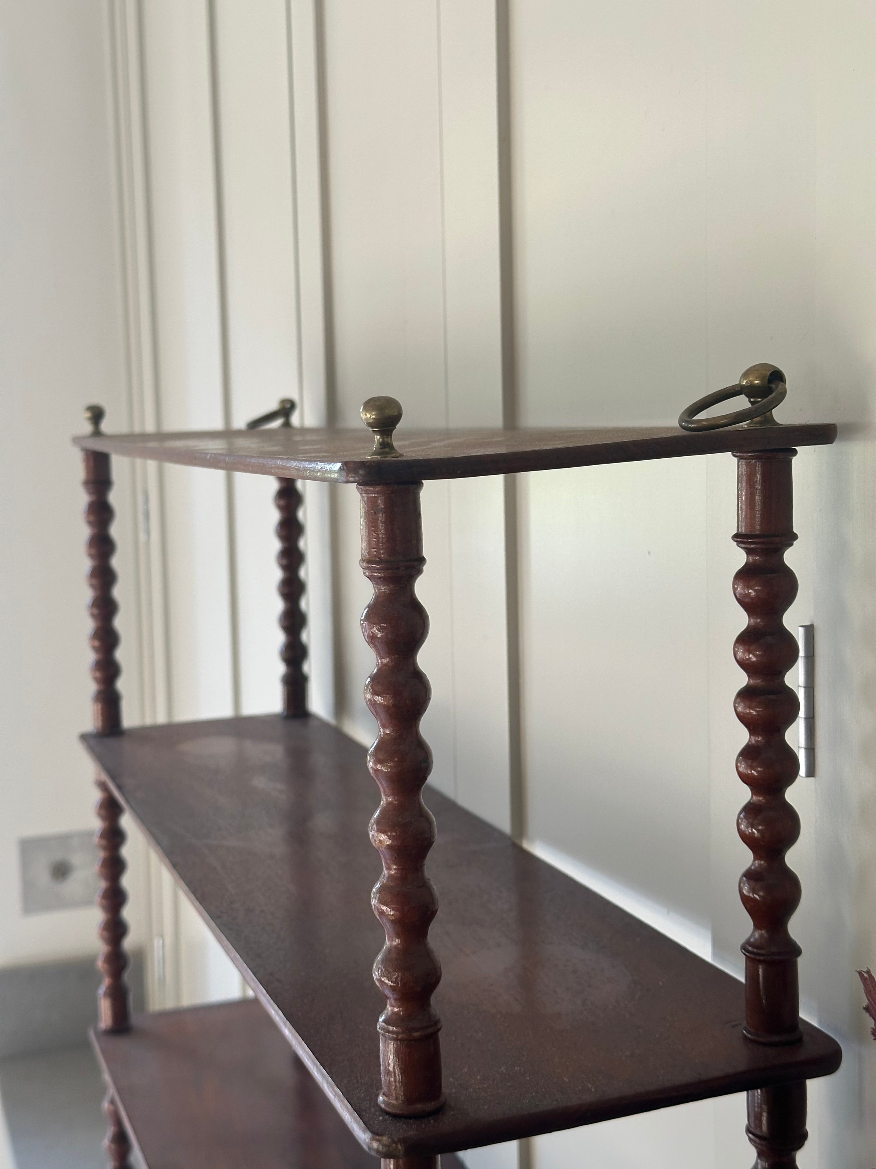 French Mahogany Bobbin Wall Shelves