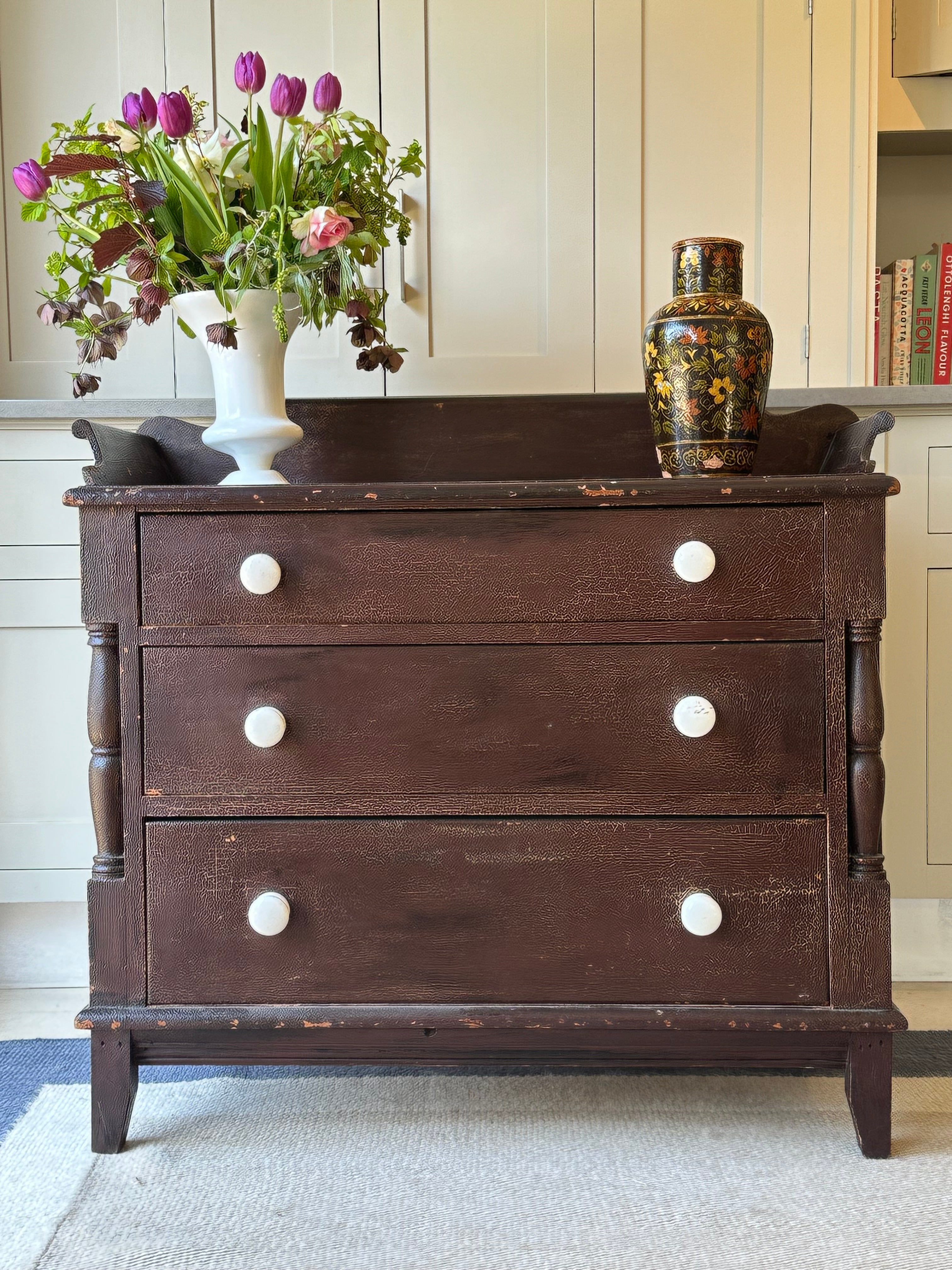 Welsh Painted Chest of Drawers with Ceramic knobs