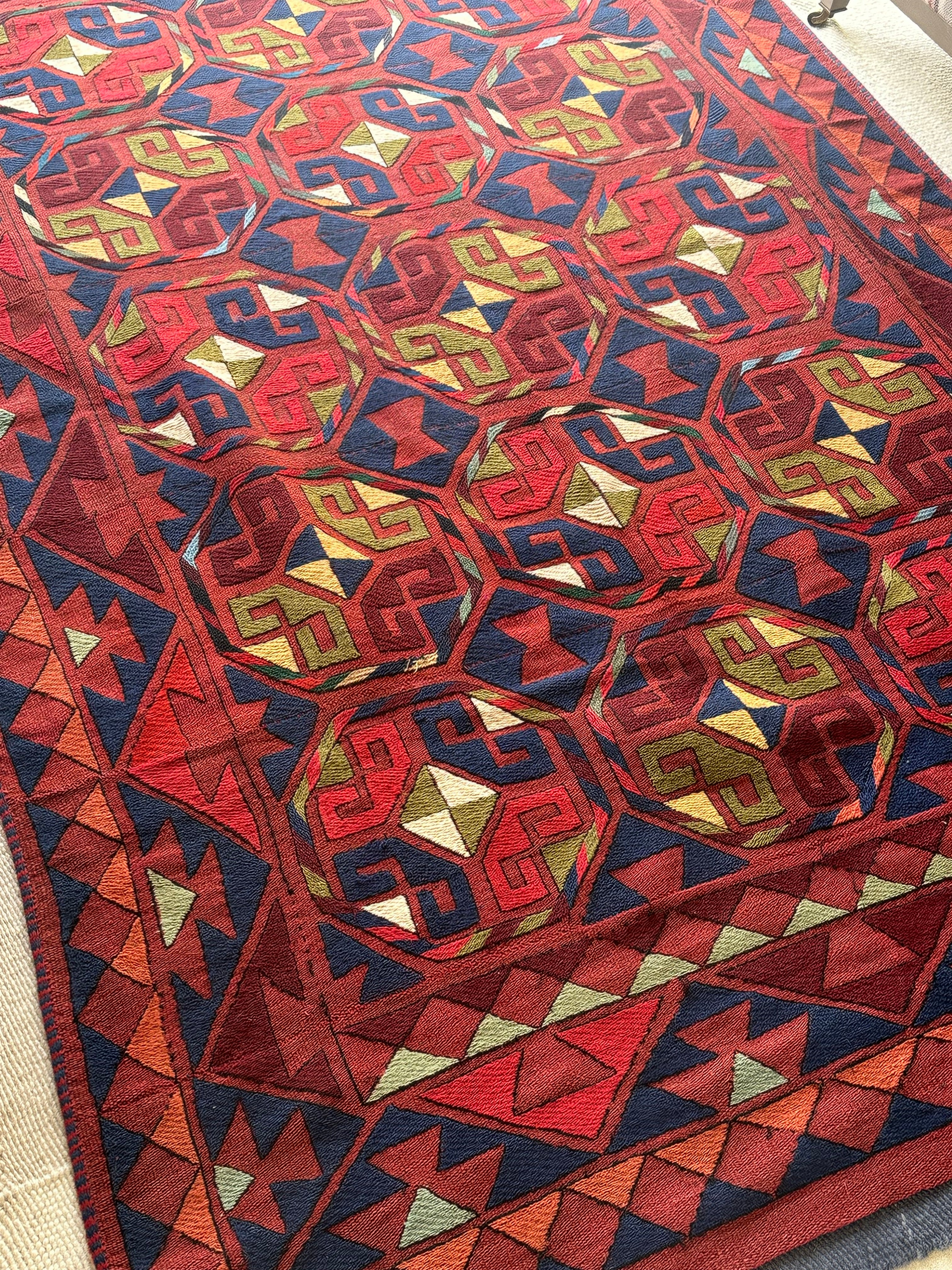 Vintage Uzbek Flatweave Rug