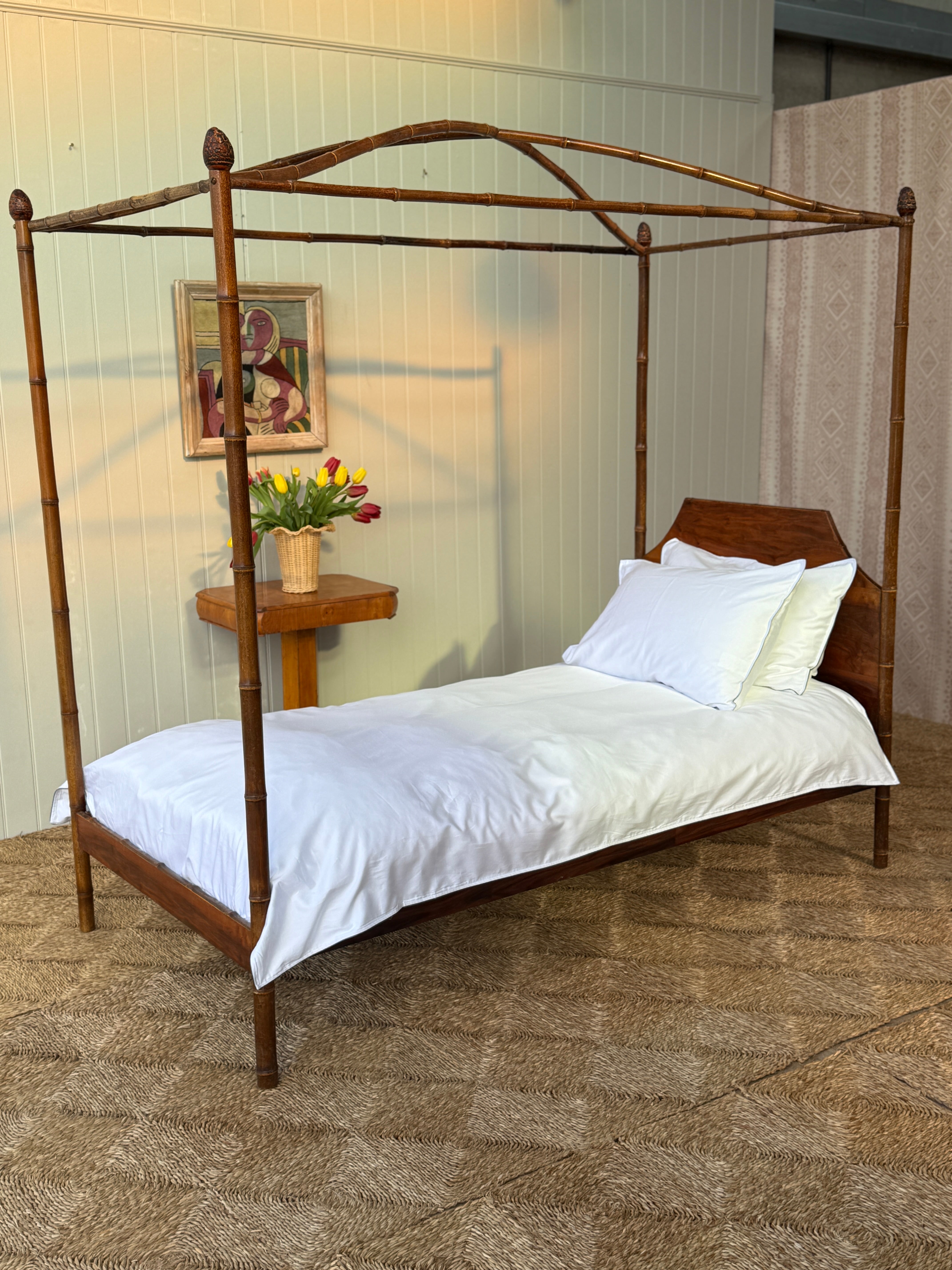 Faux Bamboo Bed with Canopy