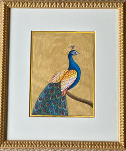 Fine Gilt Peacock Painting in Gilt Frame -C