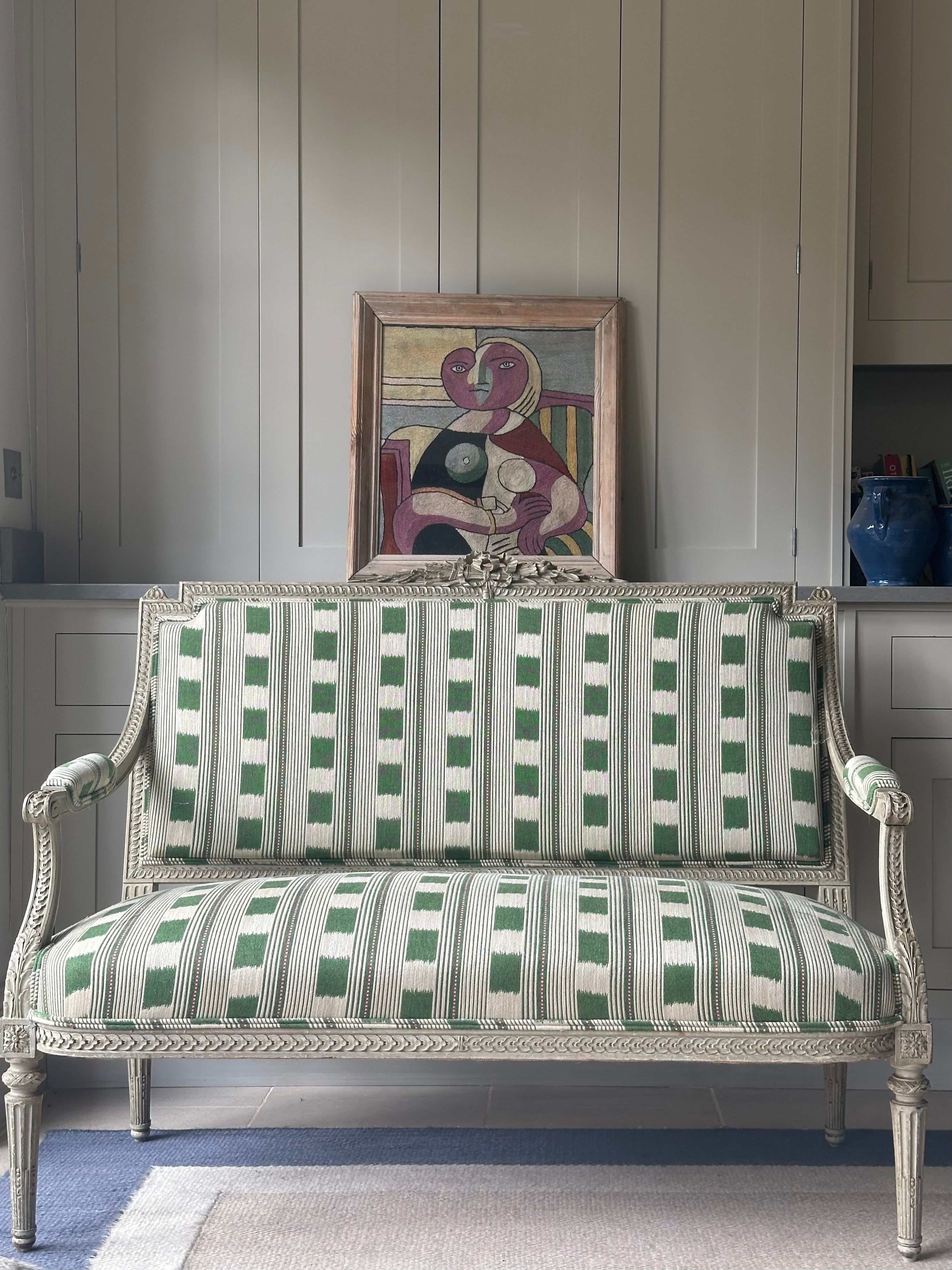 French Fauteil Sofa in Lost And Found Fabric by Christopher Farr Cloth