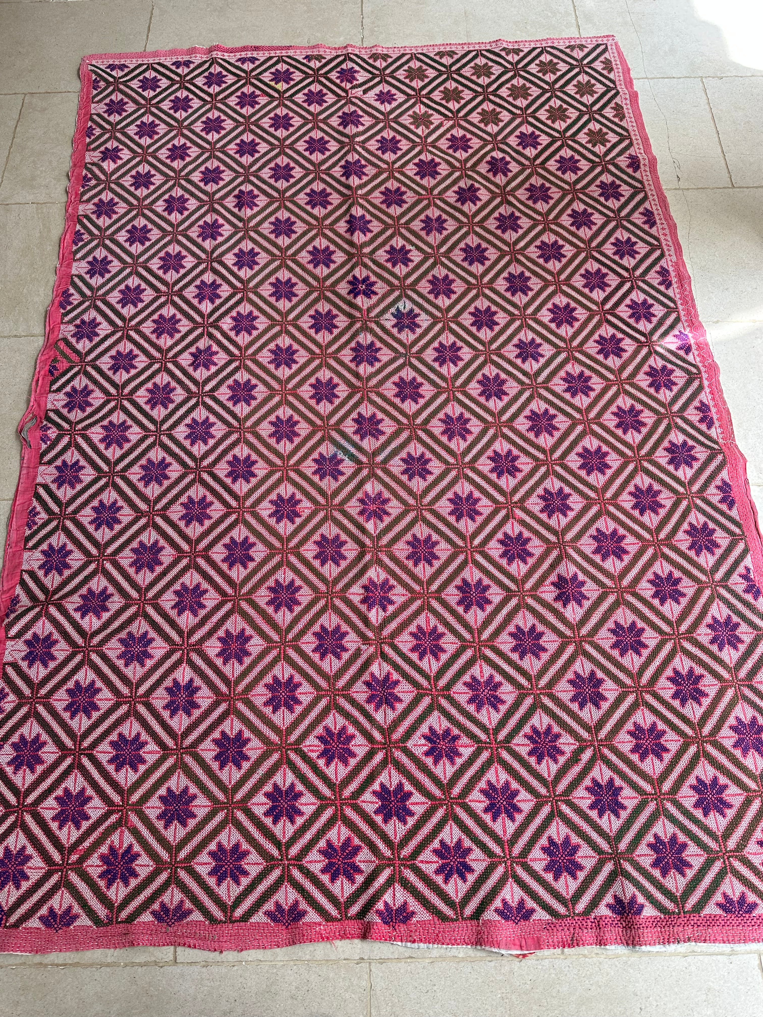 Pink and Green Bengal Handmade Quilt