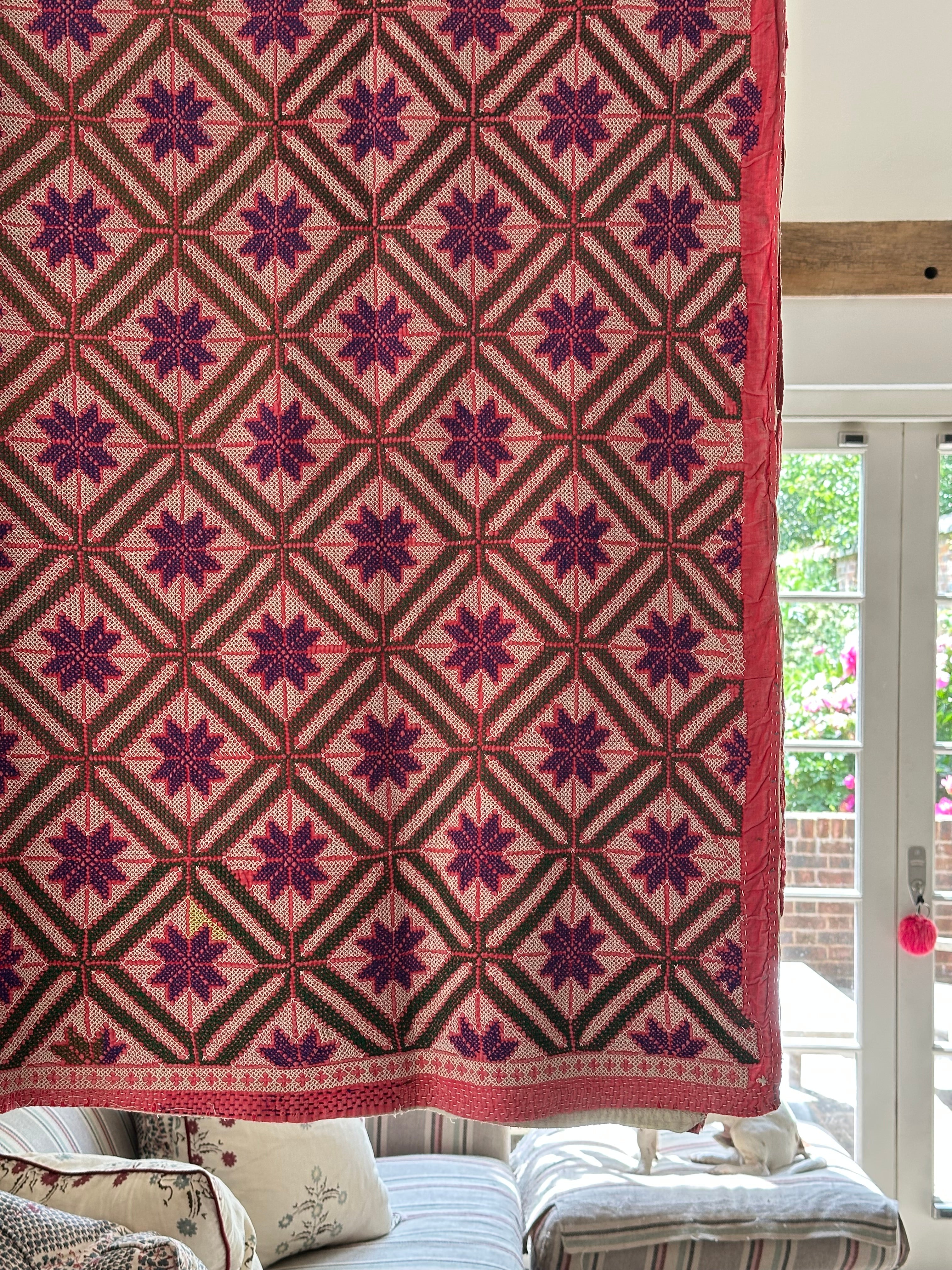 Pink and Green Bengal Handmade Quilt