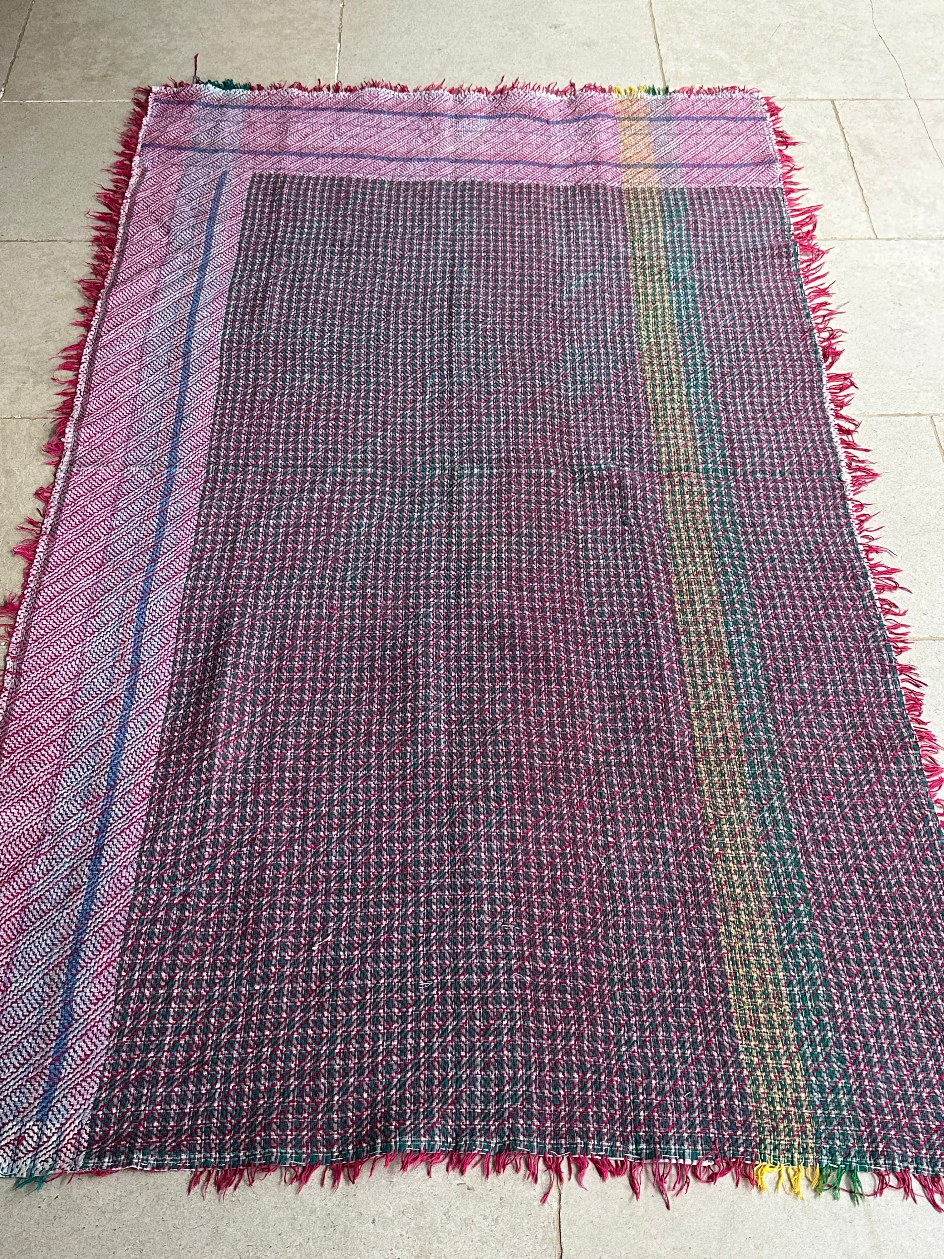 Pink and Green Double sided handmade Kanthe