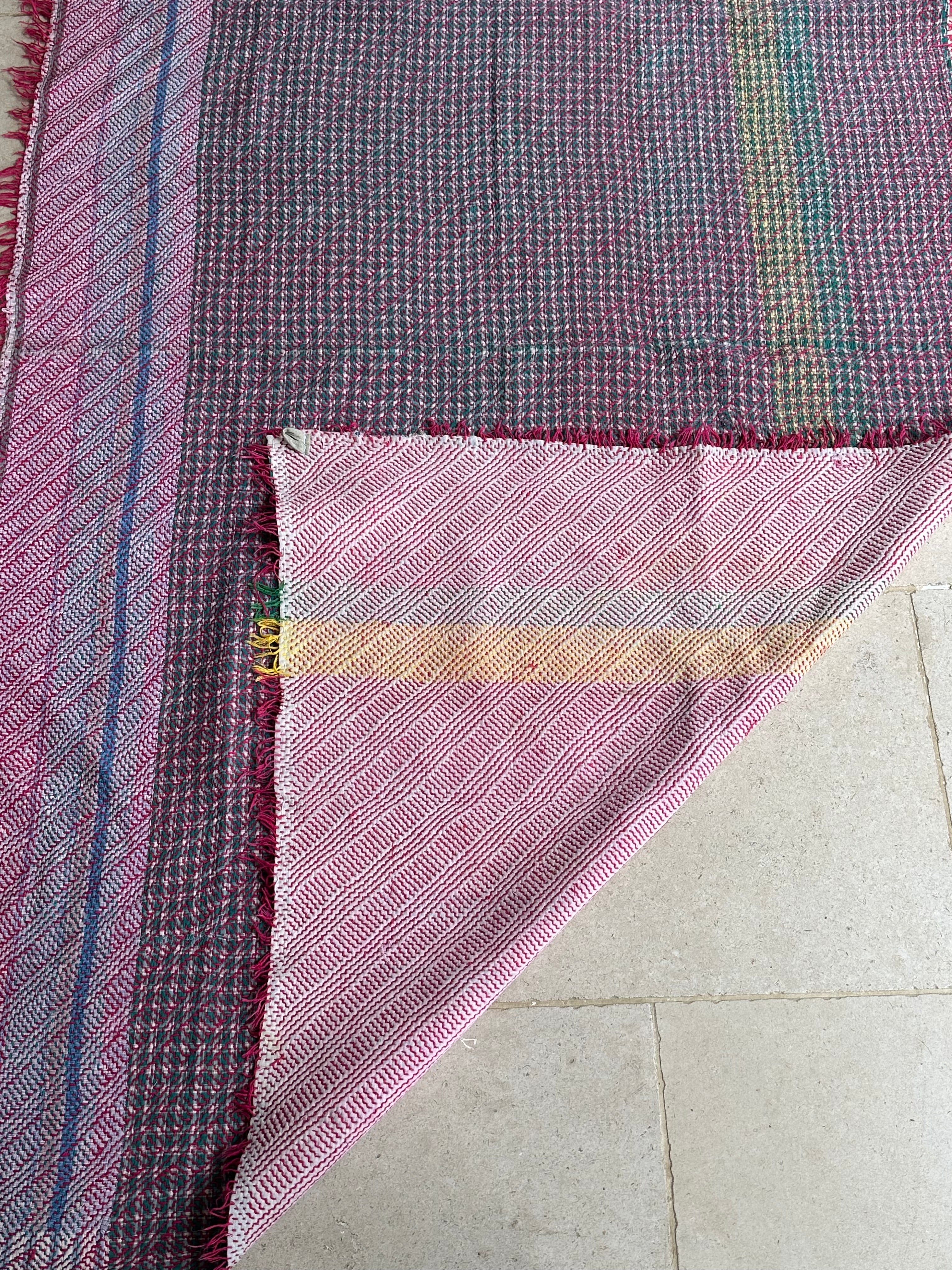 Pink and Green Double sided handmade Kanthe